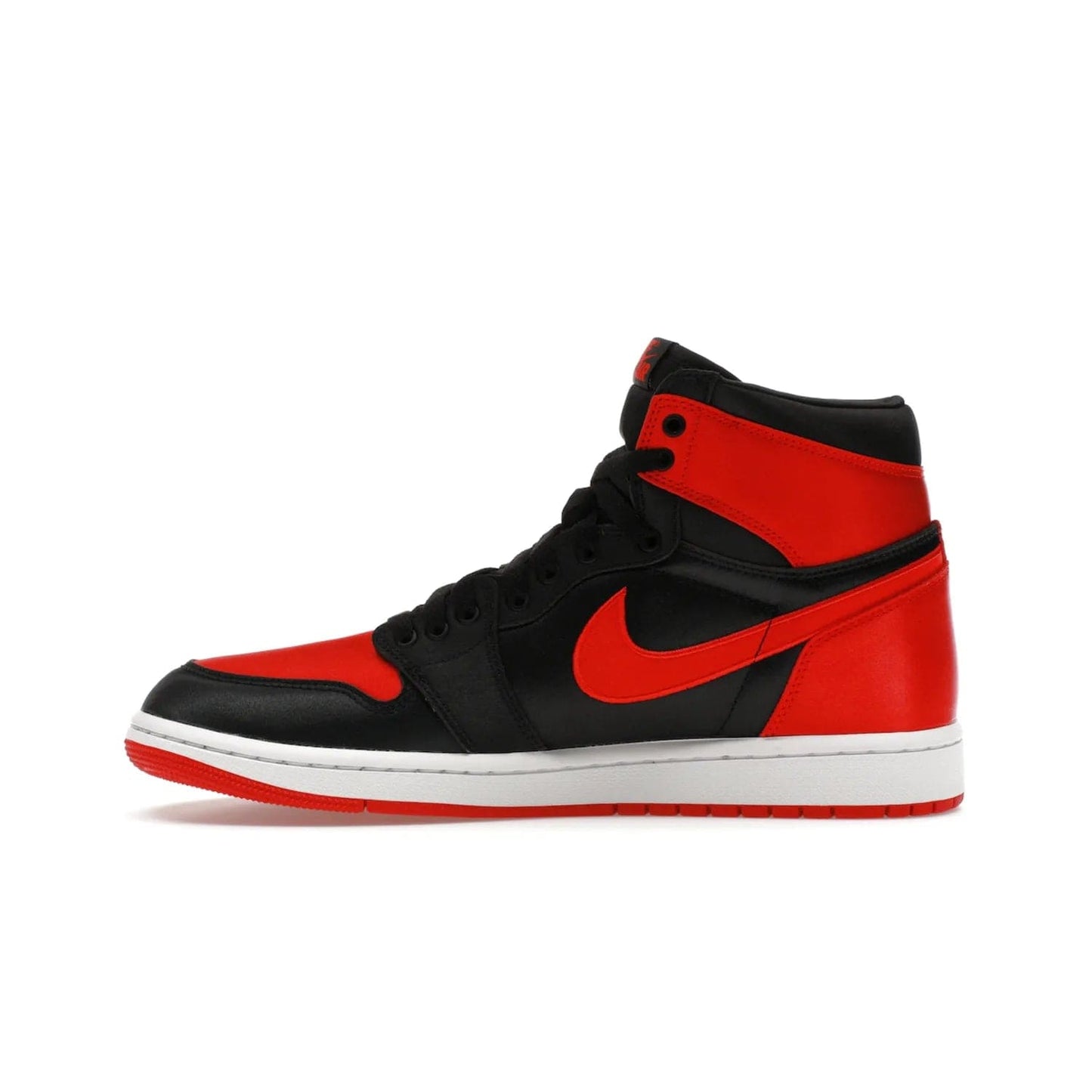 Jordan 1 Retro High OG Satin Bred (Women's) - Image 19 - Only at www.BallersClubKickz.com - Introducing the Jordan 1 Retro High OG Satin Bred (Women's). Luxe satin finish, contrasting hues & classic accents. Trending sneakers symbolizing timelessness & heritage. Make a bold statement with this iconic shoe. Available October 4, 2023.