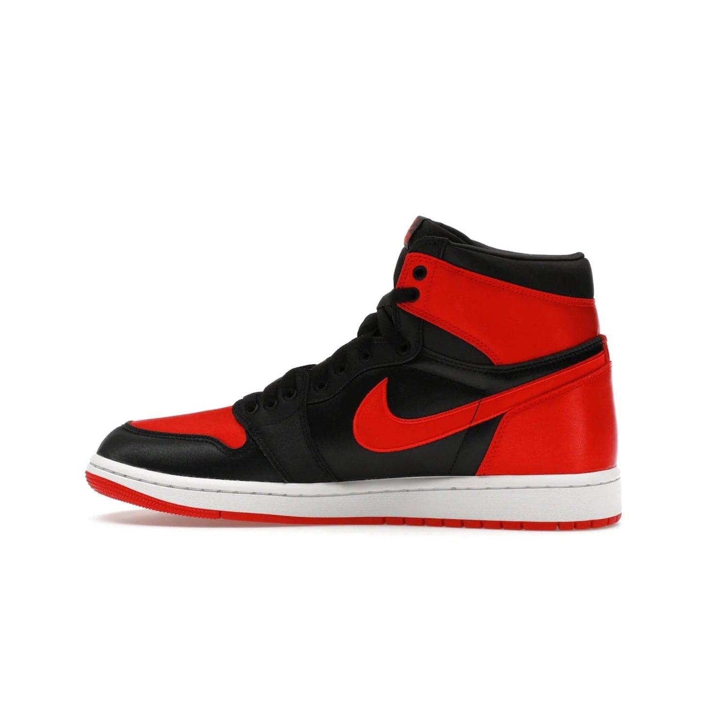 Jordan 1 Retro High OG Satin Bred (Women's) - Image 20 - Only at www.BallersClubKickz.com - Introducing the Jordan 1 Retro High OG Satin Bred (Women's). Luxe satin finish, contrasting hues & classic accents. Trending sneakers symbolizing timelessness & heritage. Make a bold statement with this iconic shoe. Available October 4, 2023.