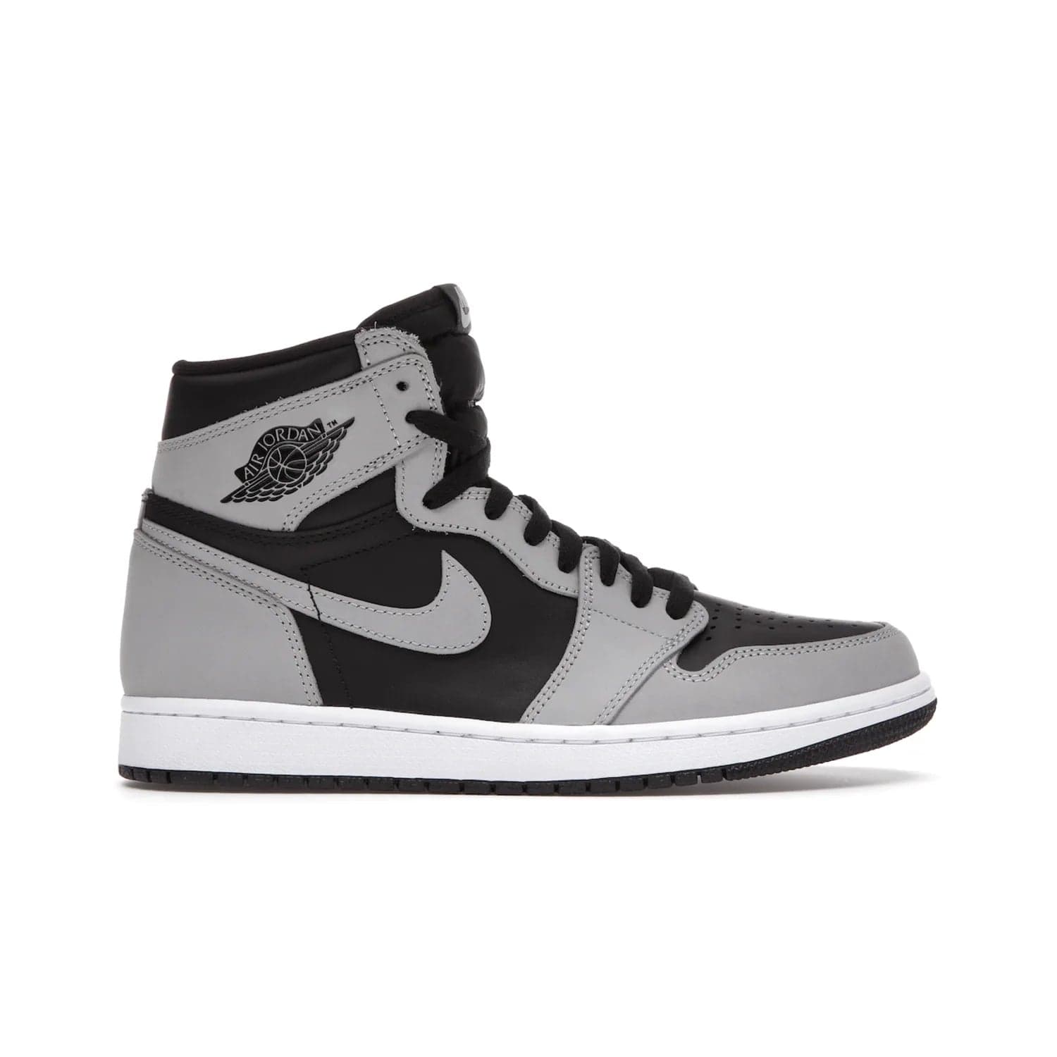 Jordan 1 Retro High Shadow 2.0 - Image 1 - Only at www.BallersClubKickz.com - #
Classic Air Jordan 1 Retro High Shadow 2.0 with black leather base and Light Smoke Grey overlays. Released in May 2021.