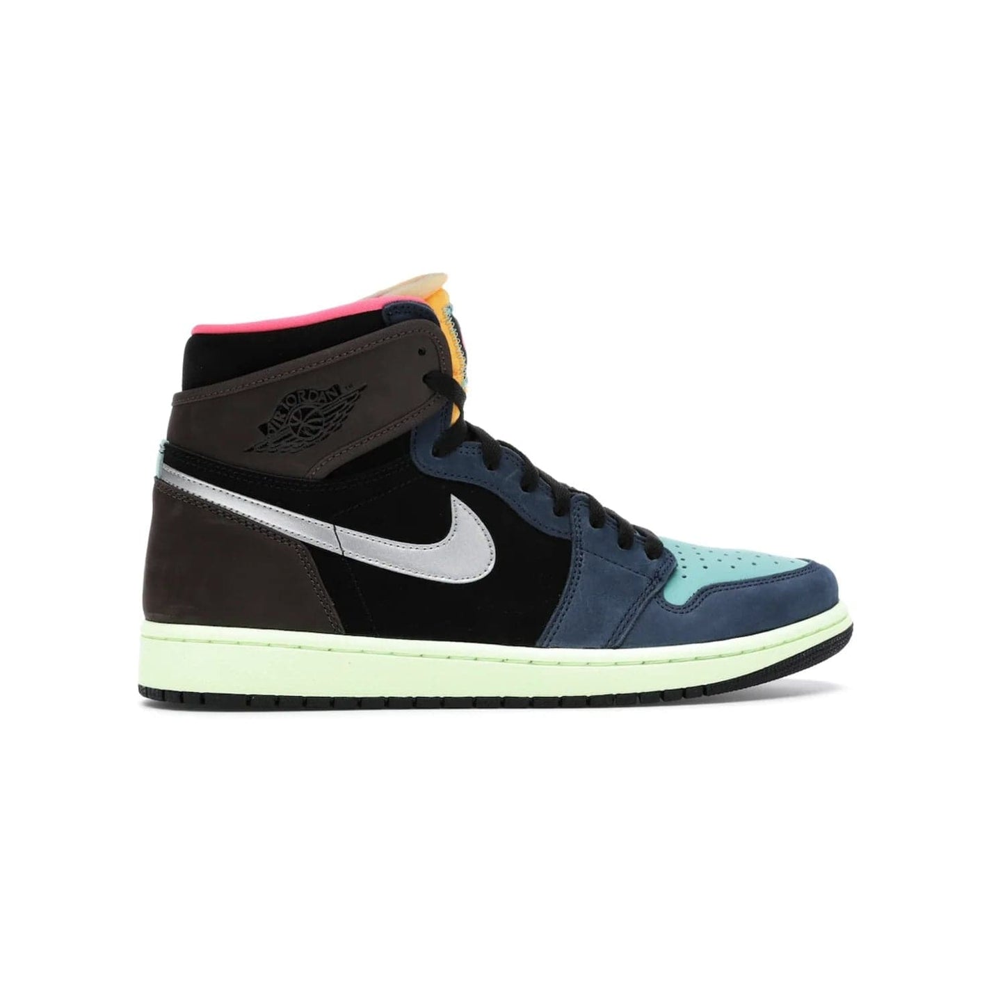 Jordan 1 Retro High Tokyo Bio Hack - Image 36 - Only at www.BallersClubKickz.com - Step up your sneaker game with the Air Jordan 1 Retro High Tokyo Bio Hack! Unique design featuring multiple materials and eye-catching colors. Metallic leather Swoosh and light green midsole for a stunning look. Available now for just $170.