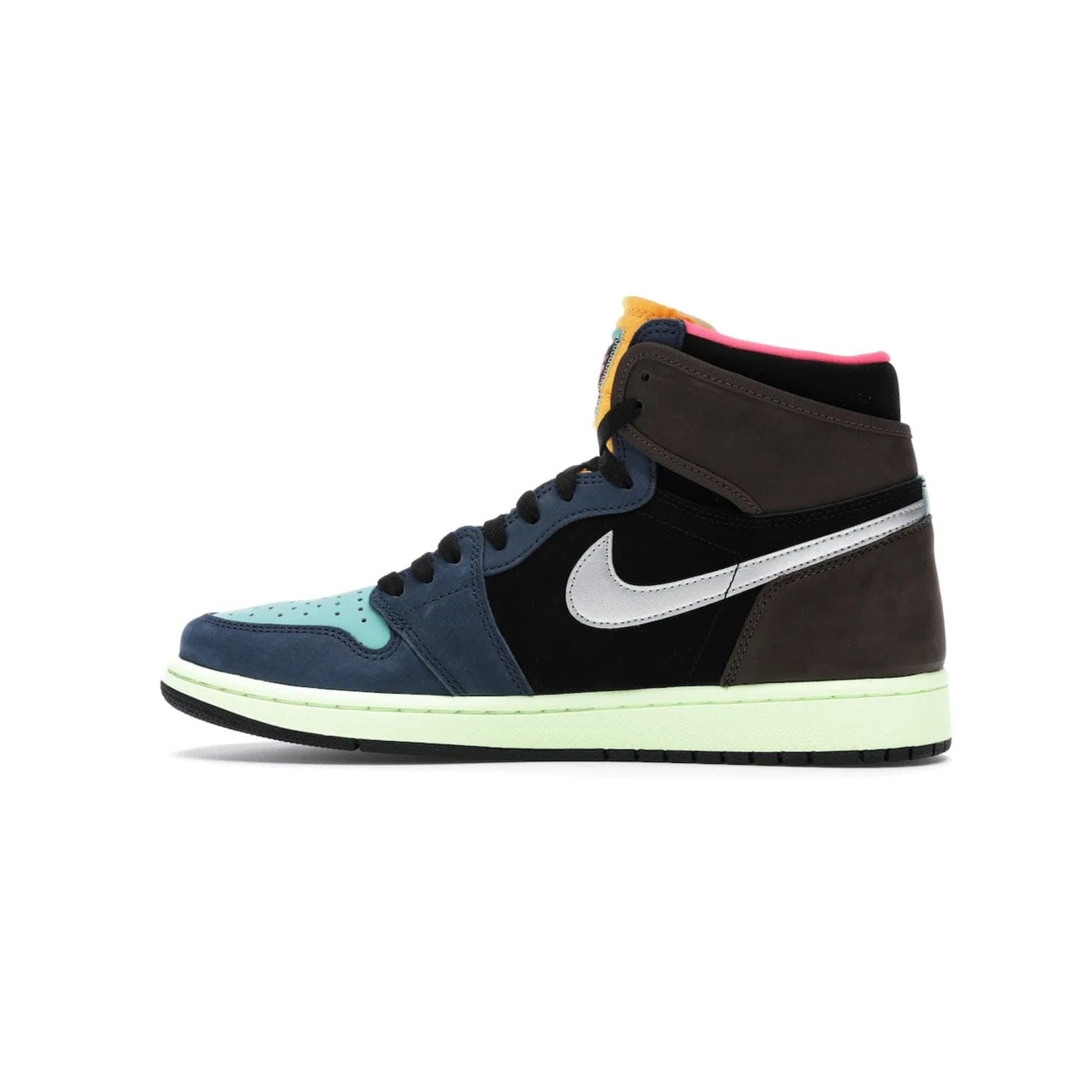 Jordan 1 Retro High Tokyo Bio Hack - Image 20 - Only at www.BallersClubKickz.com - Step up your sneaker game with the Air Jordan 1 Retro High Tokyo Bio Hack! Unique design featuring multiple materials and eye-catching colors. Metallic leather Swoosh and light green midsole for a stunning look. Available now for just $170.