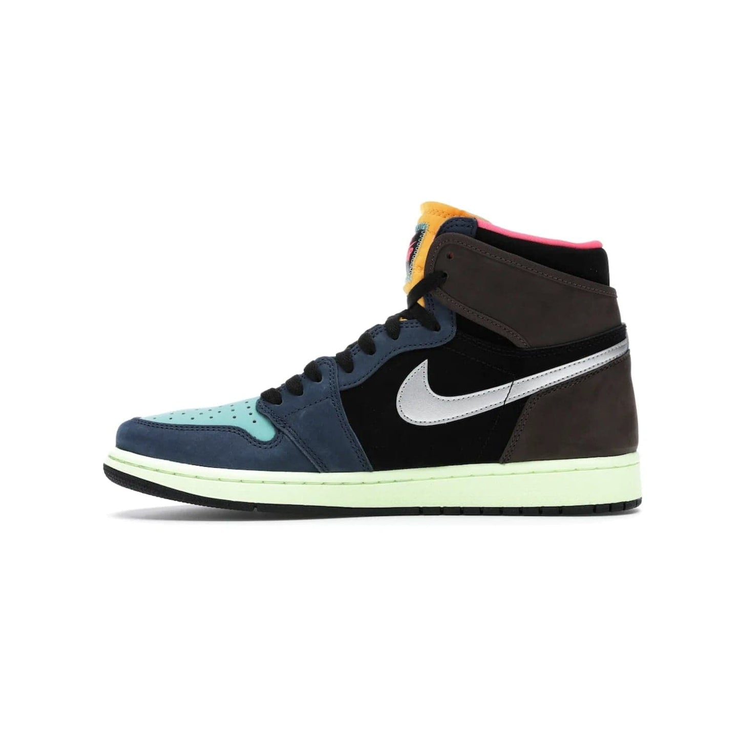 Jordan 1 Retro High Tokyo Bio Hack - Image 19 - Only at www.BallersClubKickz.com - Step up your sneaker game with the Air Jordan 1 Retro High Tokyo Bio Hack! Unique design featuring multiple materials and eye-catching colors. Metallic leather Swoosh and light green midsole for a stunning look. Available now for just $170.