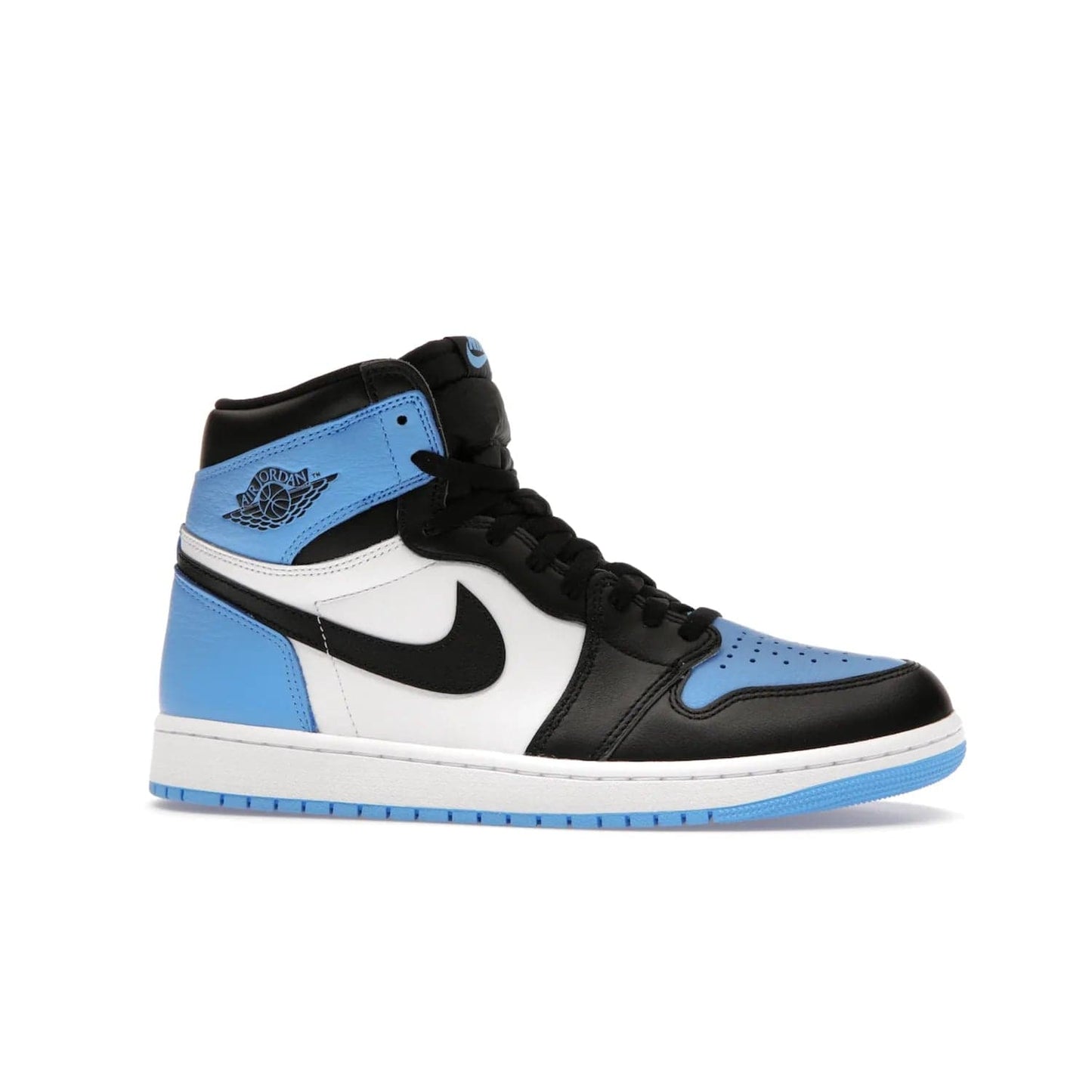 Jordan 1 Retro High OG UNC Toe - Image 2 - Only at www.BallersClubKickz.com - Jordan 1 High OG UNC Toe is a fashionable, high-quality sneaker featuring University Blue, Black White and White. Releasing July 22, 2023, it's the perfect pick up for sneakerheads.