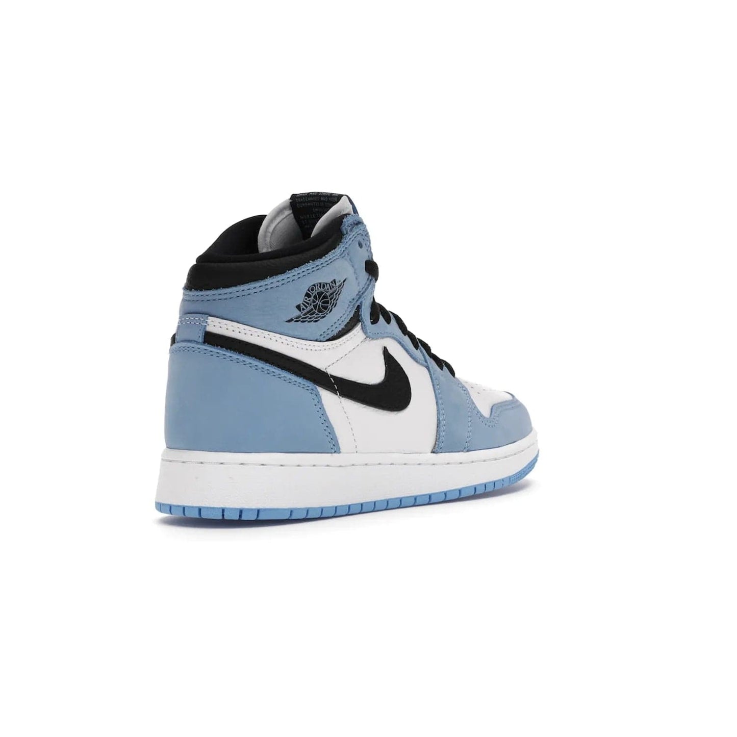 Jordan 1 Retro High White University Blue Black (GS) - Image 32 - Only at www.BallersClubKickz.com - Air Jordan 1 Retro High White University Blue Black GS: the latest offering from the iconic Air Jordan 1 line. White tumbled leather upper with University Blue overlays and black detailing. University Blue outsole and white midsole. March 6 release.