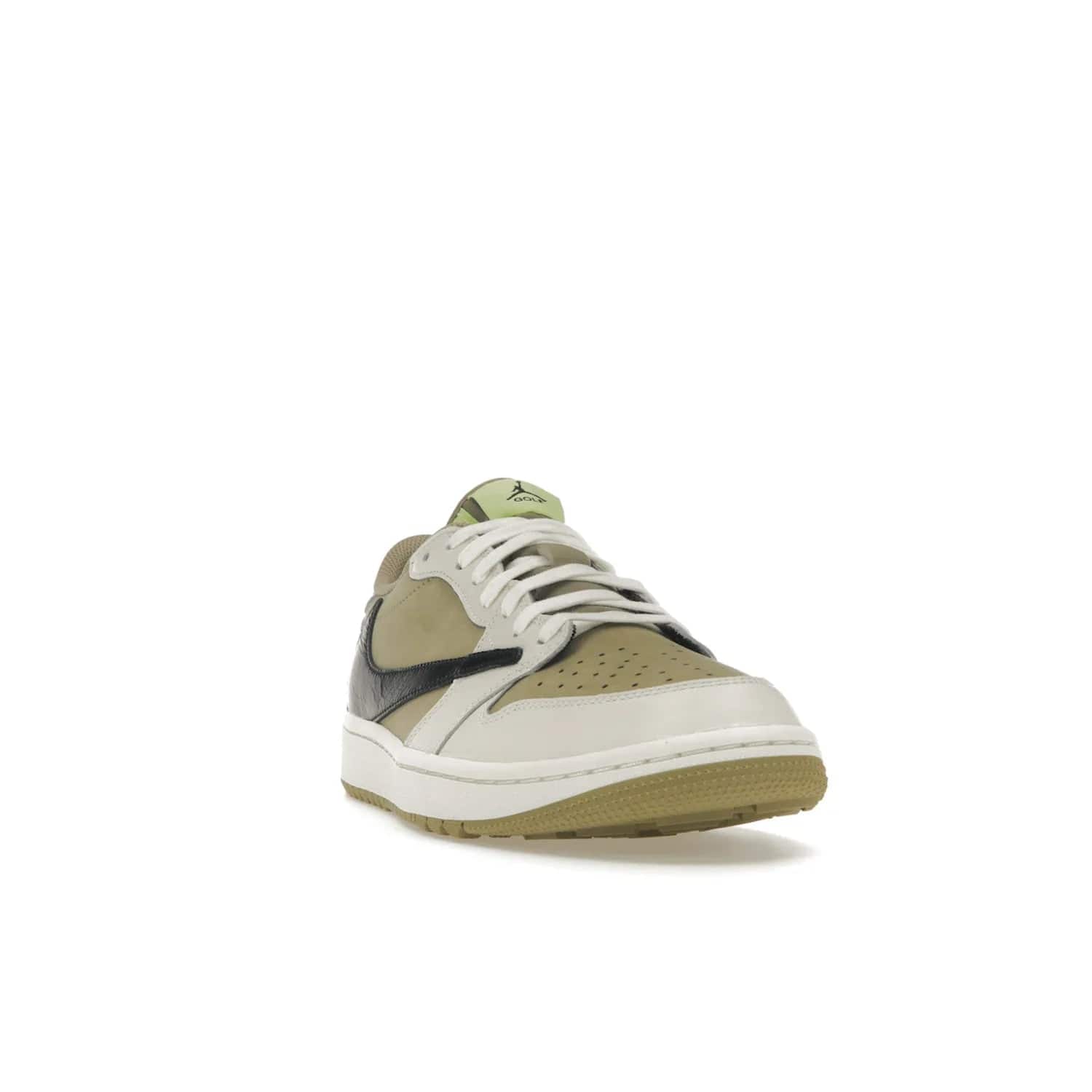 Jordan 1 Retro Low Golf Travis Scott Neutral Olive - Image 8 - Only at www.BallersClubKickz.com - Explore the unique Jordan 1 Retro Low Golf Travis Scott Neutral Olive, an olive-green sneaker collaboration between the iconic Jordan Brand and music royalty, Travis Scott. This special pair is tailored for the golf course with altered traction, hardened rubber, and a sleek style perfect for everyday wear. Get your pair and impress the crowd with its signature earth tones.