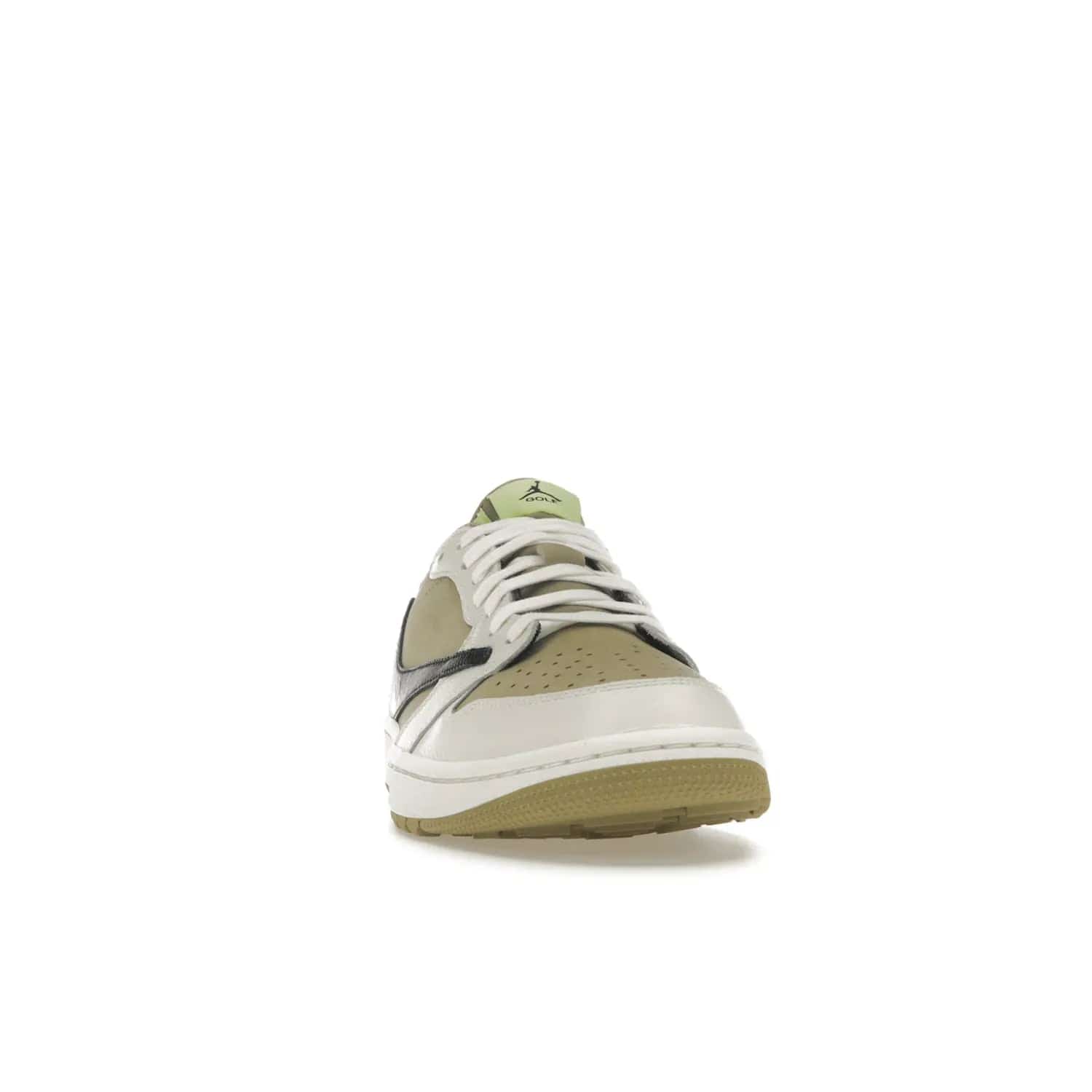 Jordan 1 Retro Low Golf Travis Scott Neutral Olive - Image 9 - Only at www.BallersClubKickz.com - Explore the unique Jordan 1 Retro Low Golf Travis Scott Neutral Olive, an olive-green sneaker collaboration between the iconic Jordan Brand and music royalty, Travis Scott. This special pair is tailored for the golf course with altered traction, hardened rubber, and a sleek style perfect for everyday wear. Get your pair and impress the crowd with its signature earth tones.