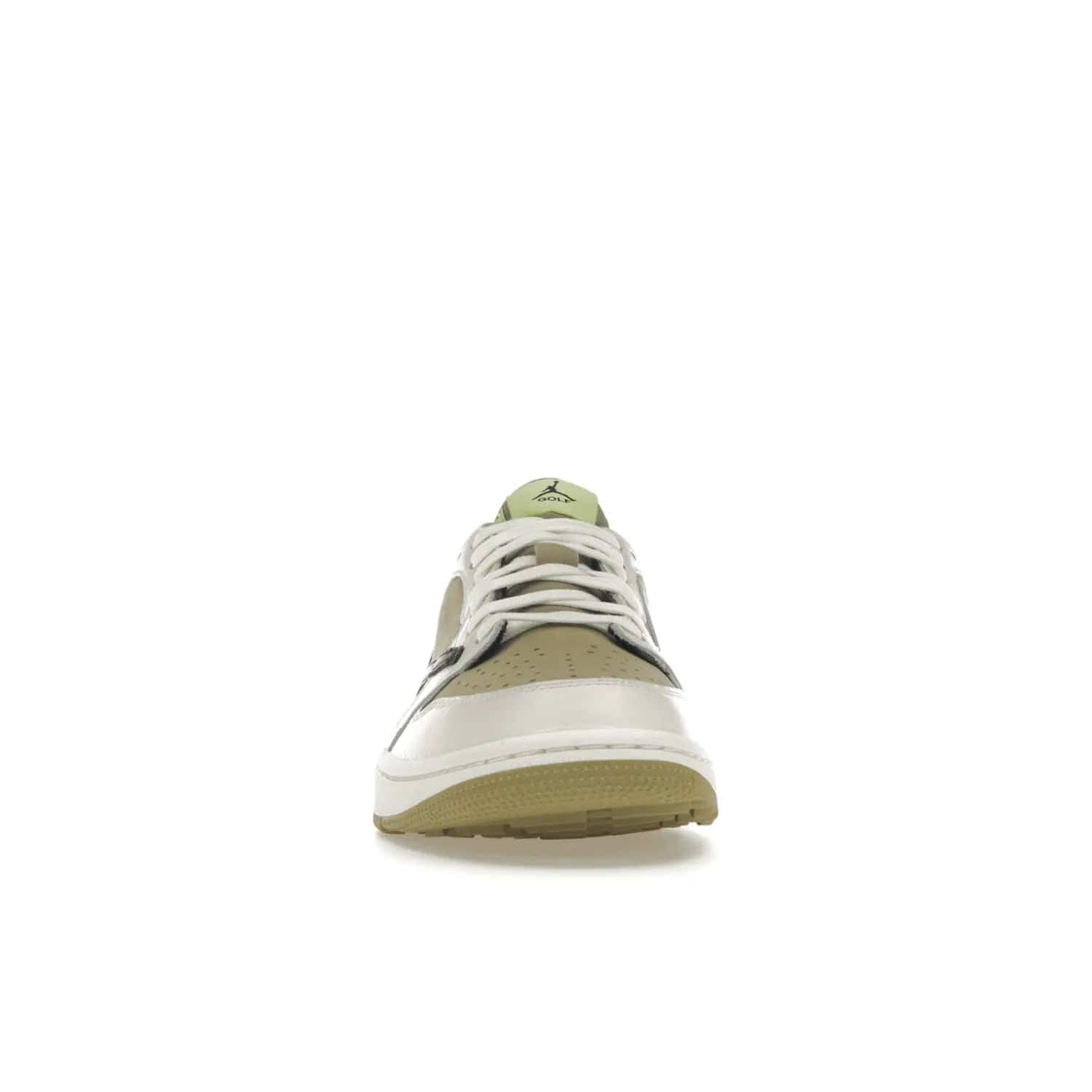 Jordan 1 Retro Low Golf Travis Scott Neutral Olive - Image 10 - Only at www.BallersClubKickz.com - Explore the unique Jordan 1 Retro Low Golf Travis Scott Neutral Olive, an olive-green sneaker collaboration between the iconic Jordan Brand and music royalty, Travis Scott. This special pair is tailored for the golf course with altered traction, hardened rubber, and a sleek style perfect for everyday wear. Get your pair and impress the crowd with its signature earth tones.