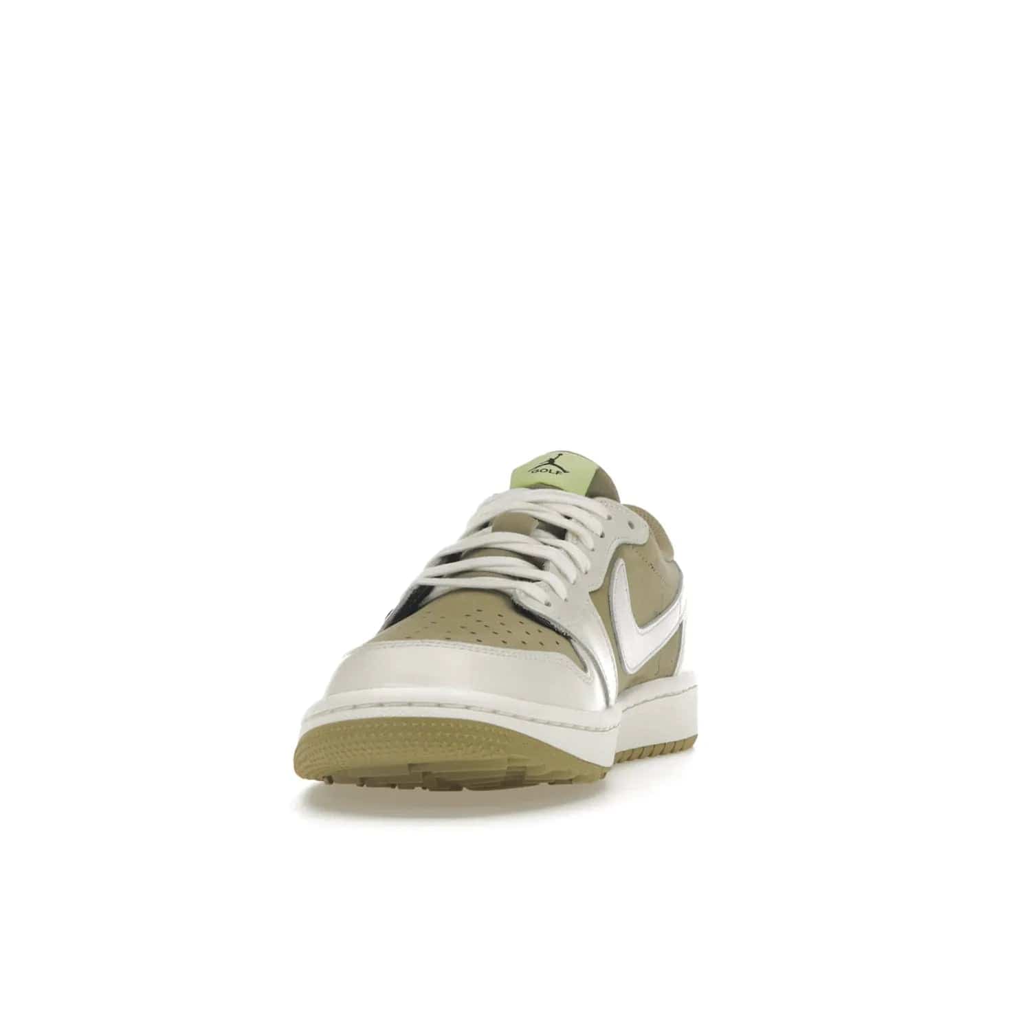 Jordan 1 Retro Low Golf Travis Scott Neutral Olive - Image 12 - Only at www.BallersClubKickz.com - Explore the unique Jordan 1 Retro Low Golf Travis Scott Neutral Olive, an olive-green sneaker collaboration between the iconic Jordan Brand and music royalty, Travis Scott. This special pair is tailored for the golf course with altered traction, hardened rubber, and a sleek style perfect for everyday wear. Get your pair and impress the crowd with its signature earth tones.