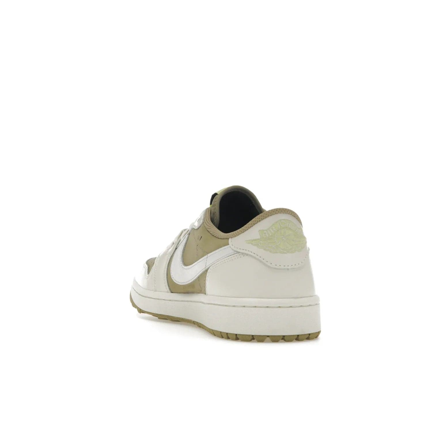 Jordan 1 Retro Low Golf Travis Scott Neutral Olive - Image 26 - Only at www.BallersClubKickz.com - Explore the unique Jordan 1 Retro Low Golf Travis Scott Neutral Olive, an olive-green sneaker collaboration between the iconic Jordan Brand and music royalty, Travis Scott. This special pair is tailored for the golf course with altered traction, hardened rubber, and a sleek style perfect for everyday wear. Get your pair and impress the crowd with its signature earth tones.