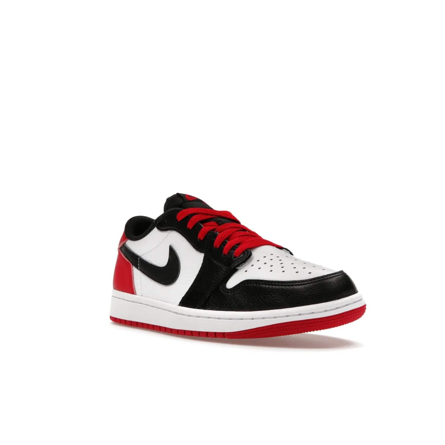 Jordan 1 Retro Low OG Black Toe (2023) - Image 6 - Only at www.BallersClubKickz.com - Upgrade your wardrobe with the Jordan 1 Retro Low OG Black Toe featuring a classic black and white upper and dynamic red heel counter. Eye-catching white midsole and iconic black Swoosh and Wings complete the timeless yet modern look. Shop now to own this iconic shoe!