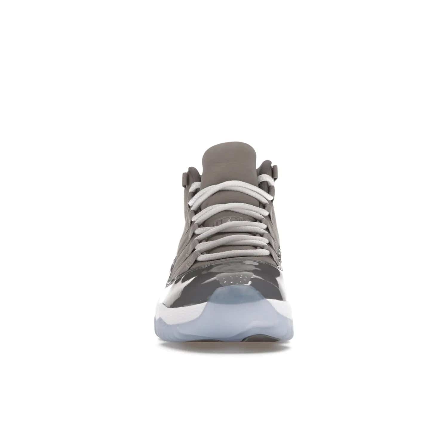 Jordan 11 Retro Cool Grey (2021) - Image 10 - Only at www.BallersClubKickz.com - Shop the Air Jordan 11 Retro Cool Grey (2021) for a must-have sneaker with a Cool Grey Durabuck upper, patent leather overlays, signature Jumpman embroidery, a white midsole, icy blue translucent outsole, and Multi-Color accents.  Released in December 2021 for $225.