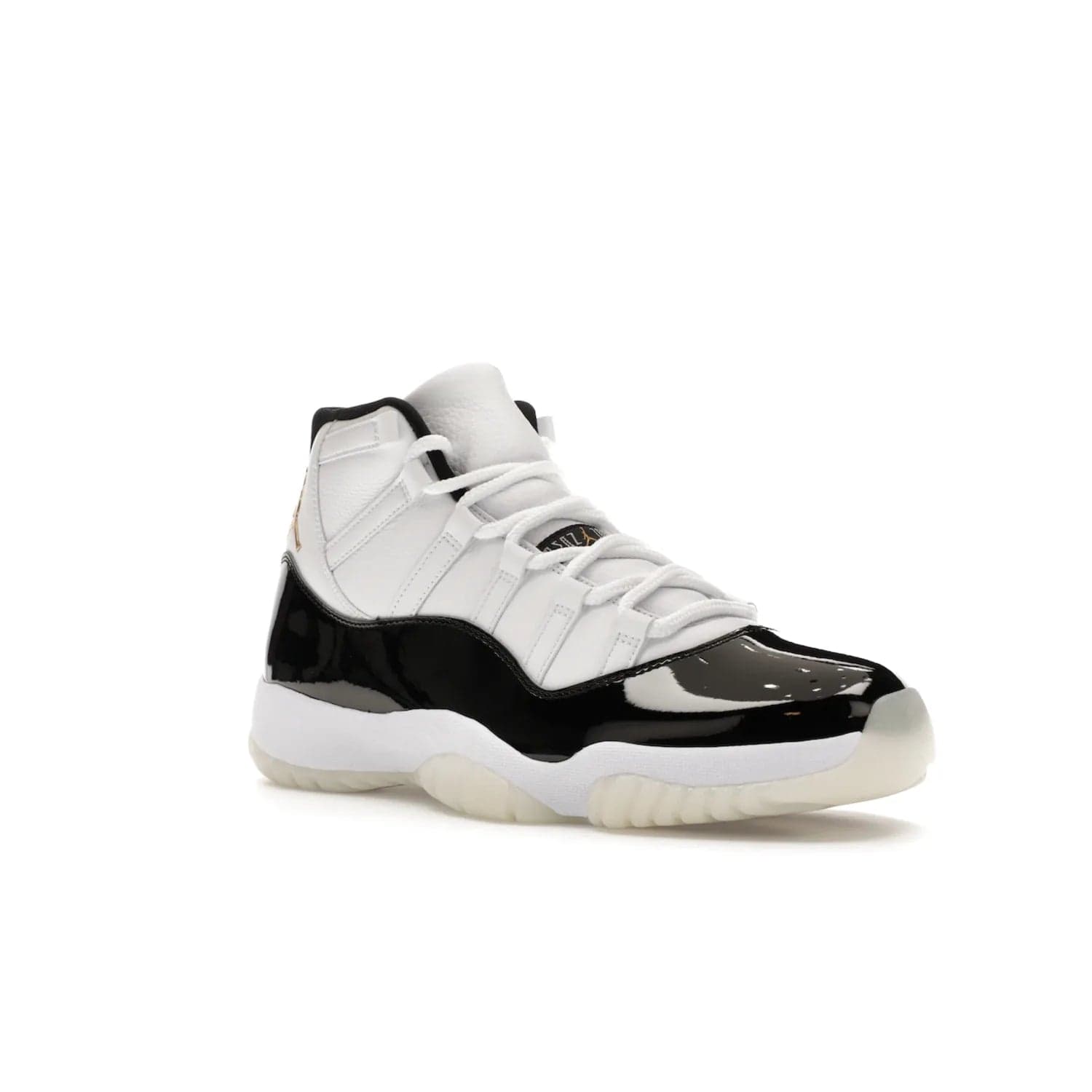 Jordan 11 Retro DMP Gratitude (2023) - Image 5 - Only at www.BallersClubKickz.com - Shop the legendary Jordan 11 Retro Gratitude Defining Moments (2023). This iconic sneaker features the classic Defining Moments colorway, high-cut patent leather upper, white midsole, black translucent rubber outsole, and Metallic Gold accents. Available December 9, 2023.