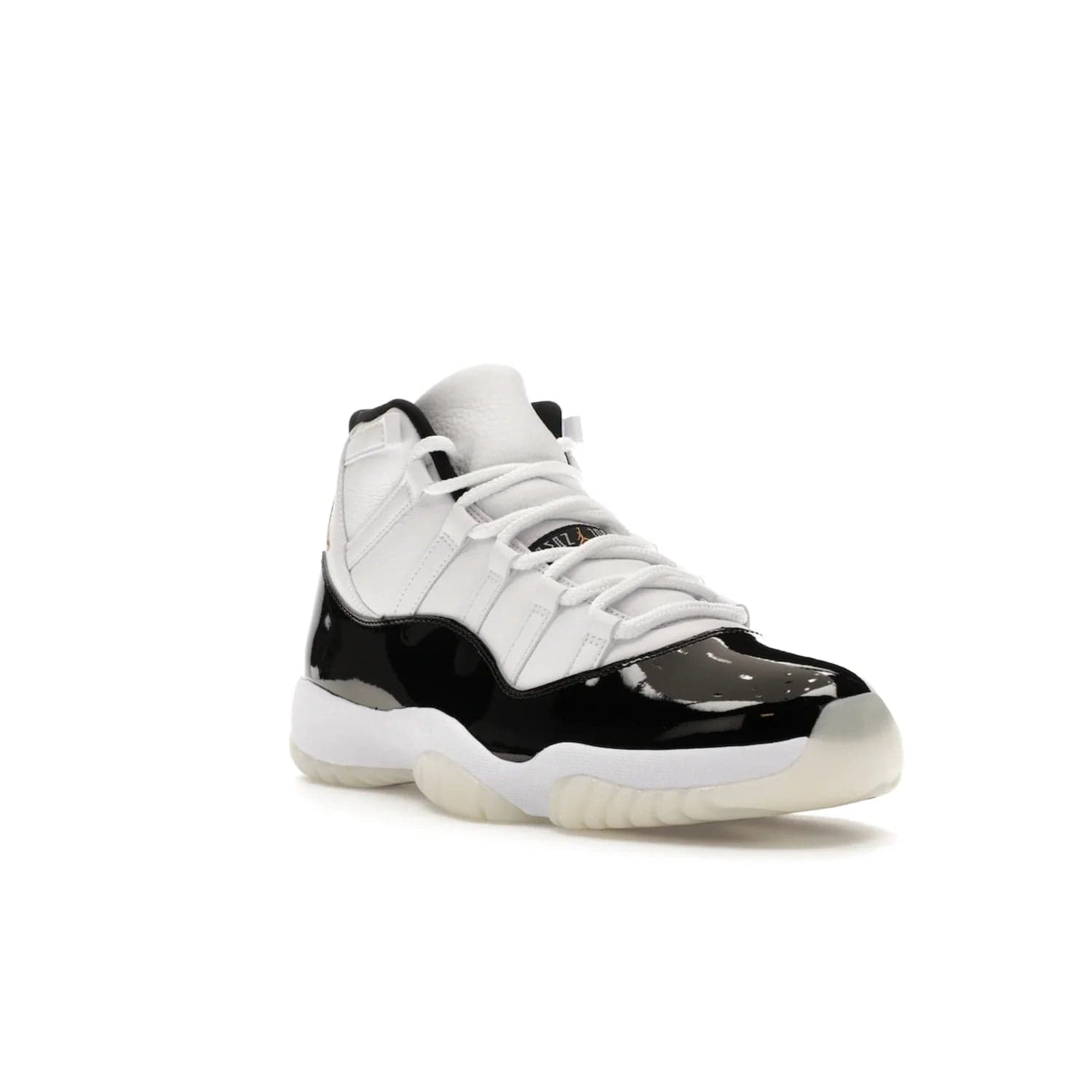 Jordan 11 Retro DMP Gratitude (2023) - Image 6 - Only at www.BallersClubKickz.com - Shop the legendary Jordan 11 Retro Gratitude Defining Moments (2023). This iconic sneaker features the classic Defining Moments colorway, high-cut patent leather upper, white midsole, black translucent rubber outsole, and Metallic Gold accents. Available December 9, 2023.