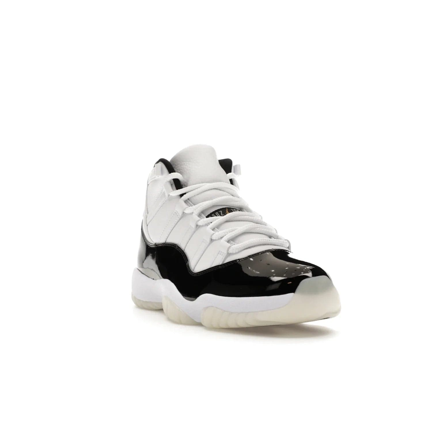 Jordan 11 Retro DMP Gratitude (2023) - Image 7 - Only at www.BallersClubKickz.com - Shop the legendary Jordan 11 Retro Gratitude Defining Moments (2023). This iconic sneaker features the classic Defining Moments colorway, high-cut patent leather upper, white midsole, black translucent rubber outsole, and Metallic Gold accents. Available December 9, 2023.