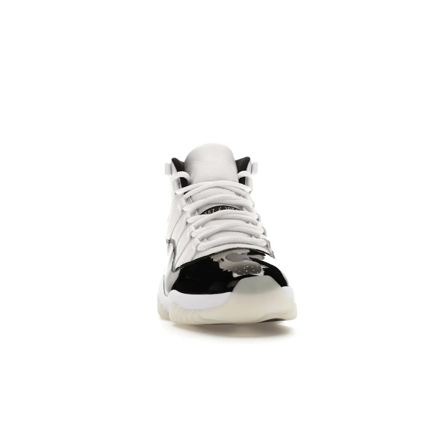 Jordan 11 Retro DMP Gratitude (2023) - Image 9 - Only at www.BallersClubKickz.com - Shop the legendary Jordan 11 Retro Gratitude Defining Moments (2023). This iconic sneaker features the classic Defining Moments colorway, high-cut patent leather upper, white midsole, black translucent rubber outsole, and Metallic Gold accents. Available December 9, 2023.