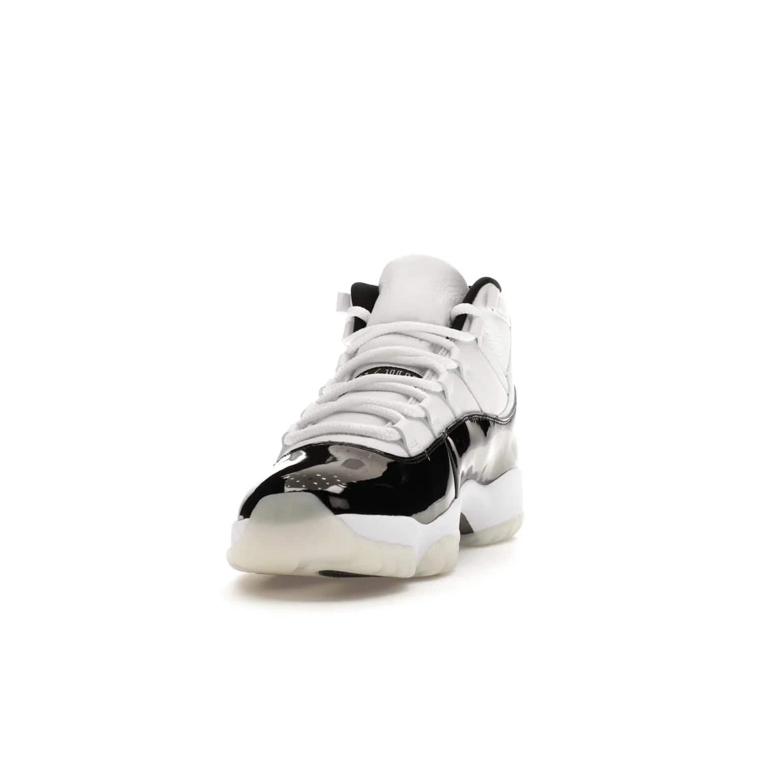 Jordan 11 Retro DMP Gratitude (2023) - Image 12 - Only at www.BallersClubKickz.com - Shop the legendary Jordan 11 Retro Gratitude Defining Moments (2023). This iconic sneaker features the classic Defining Moments colorway, high-cut patent leather upper, white midsole, black translucent rubber outsole, and Metallic Gold accents. Available December 9, 2023.