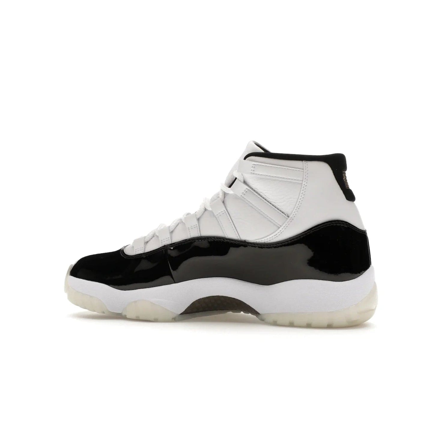 Jordan 11 Retro DMP Gratitude (2023) - Image 21 - Only at www.BallersClubKickz.com - Shop the legendary Jordan 11 Retro Gratitude Defining Moments (2023). This iconic sneaker features the classic Defining Moments colorway, high-cut patent leather upper, white midsole, black translucent rubber outsole, and Metallic Gold accents. Available December 9, 2023.