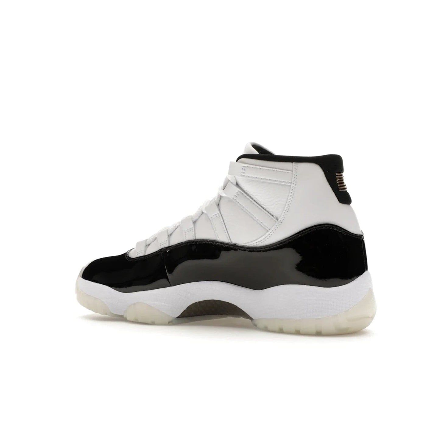 Jordan 11 Retro DMP Gratitude (2023) - Image 22 - Only at www.BallersClubKickz.com - Shop the legendary Jordan 11 Retro Gratitude Defining Moments (2023). This iconic sneaker features the classic Defining Moments colorway, high-cut patent leather upper, white midsole, black translucent rubber outsole, and Metallic Gold accents. Available December 9, 2023.