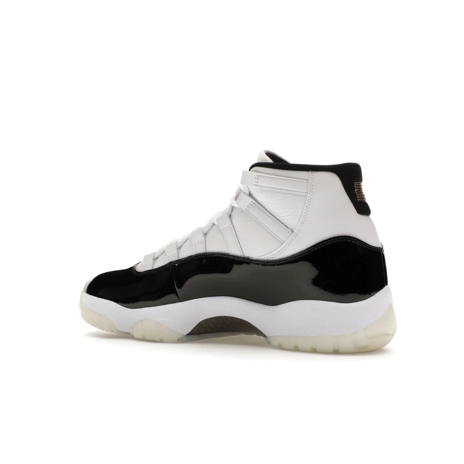 Jordan 11 Retro DMP Gratitude (2023) - Image 22 - Only at www.BallersClubKickz.com - Shop the legendary Jordan 11 Retro Gratitude Defining Moments (2023). This iconic sneaker features the classic Defining Moments colorway, high-cut patent leather upper, white midsole, black translucent rubber outsole, and Metallic Gold accents. Available December 9, 2023.