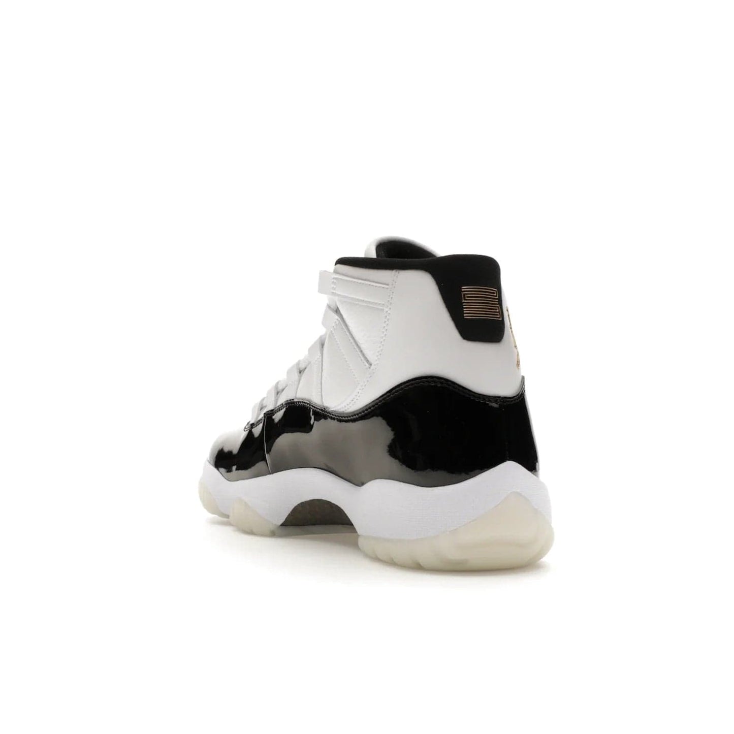 Jordan 11 Retro DMP Gratitude (2023) - Image 25 - Only at www.BallersClubKickz.com - Shop the legendary Jordan 11 Retro Gratitude Defining Moments (2023). This iconic sneaker features the classic Defining Moments colorway, high-cut patent leather upper, white midsole, black translucent rubber outsole, and Metallic Gold accents. Available December 9, 2023.
