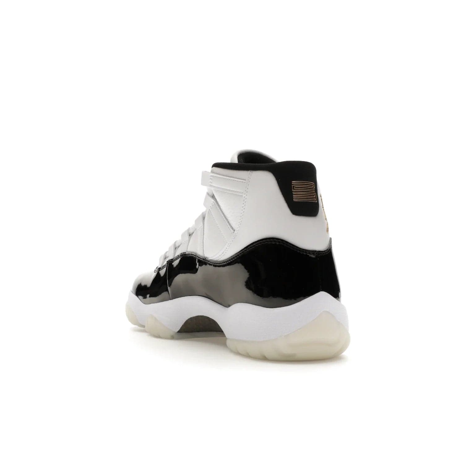 Jordan 11 Retro DMP Gratitude (2023) - Image 25 - Only at www.BallersClubKickz.com - Shop the legendary Jordan 11 Retro Gratitude Defining Moments (2023). This iconic sneaker features the classic Defining Moments colorway, high-cut patent leather upper, white midsole, black translucent rubber outsole, and Metallic Gold accents. Available December 9, 2023.