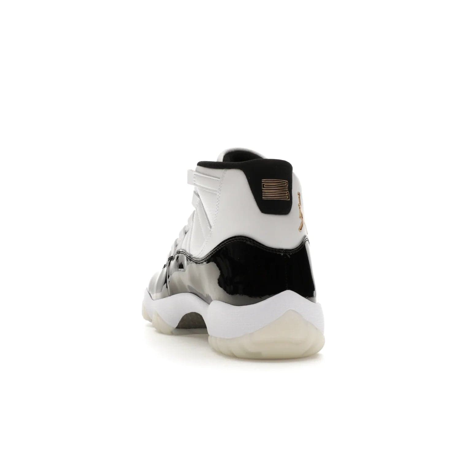 Jordan 11 Retro DMP Gratitude (2023) - Image 26 - Only at www.BallersClubKickz.com - Shop the legendary Jordan 11 Retro Gratitude Defining Moments (2023). This iconic sneaker features the classic Defining Moments colorway, high-cut patent leather upper, white midsole, black translucent rubber outsole, and Metallic Gold accents. Available December 9, 2023.