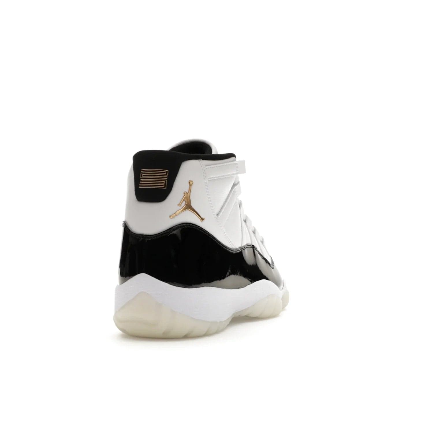Jordan 11 Retro DMP Gratitude (2023) - Image 30 - Only at www.BallersClubKickz.com - Shop the legendary Jordan 11 Retro Gratitude Defining Moments (2023). This iconic sneaker features the classic Defining Moments colorway, high-cut patent leather upper, white midsole, black translucent rubber outsole, and Metallic Gold accents. Available December 9, 2023.
