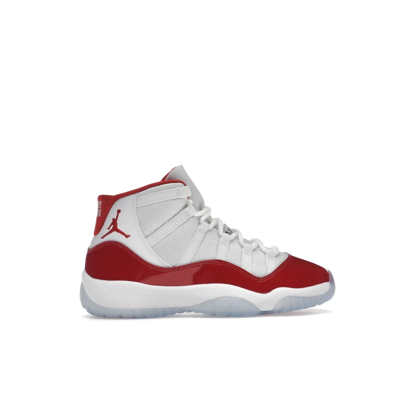 Jordan 11 Retro Cherry (2022) (GS) - Image 36 - Only at www.BallersClubKickz.com - Shop the Air Jordan 11 Retro Cherry 2022 GS, designed for style & comfort. Snug fit with webbing eyelets, rope laces, encased Air-sole unit & a Translucent rubber outsole. Available 12/10/2022.