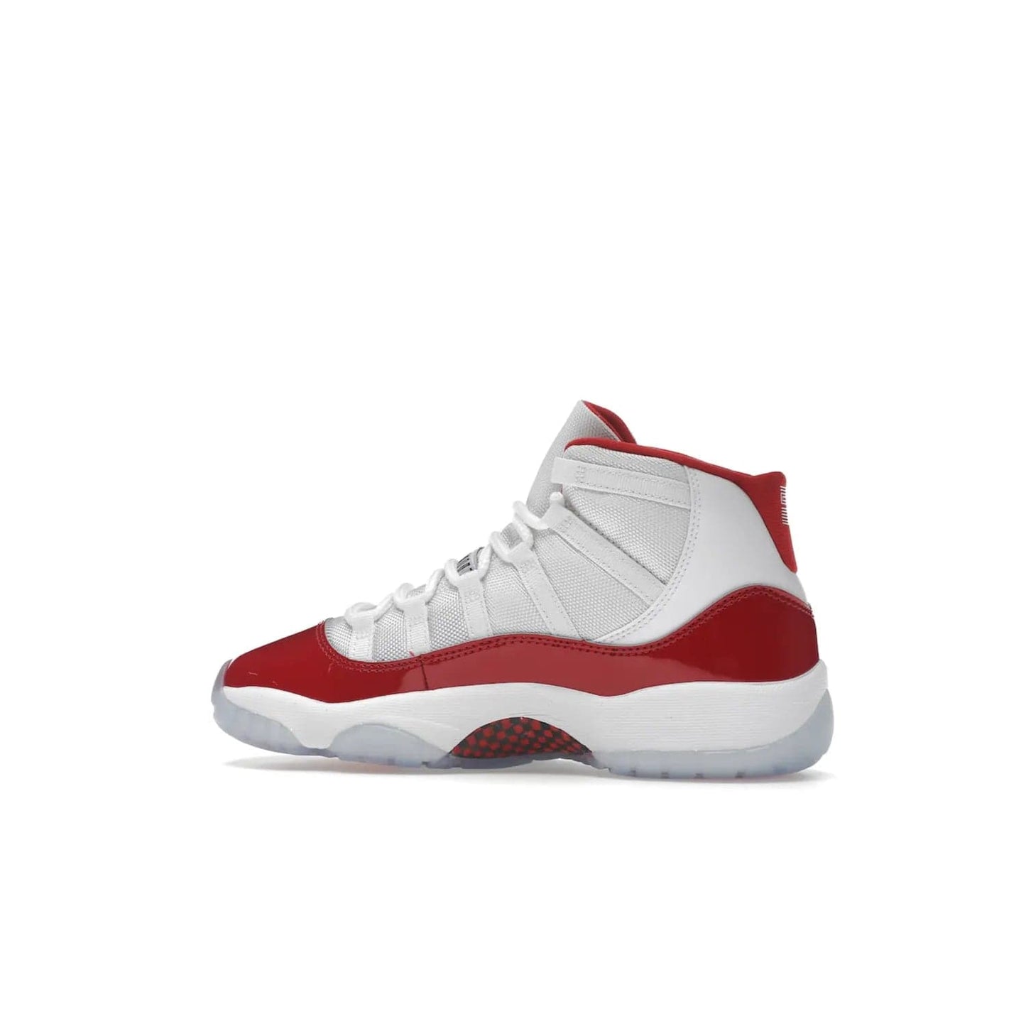 Jordan 11 Retro Cherry (2022) (GS) - Image 21 - Only at www.BallersClubKickz.com - Shop the Air Jordan 11 Retro Cherry 2022 GS, designed for style & comfort. Snug fit with webbing eyelets, rope laces, encased Air-sole unit & a Translucent rubber outsole. Available 12/10/2022.