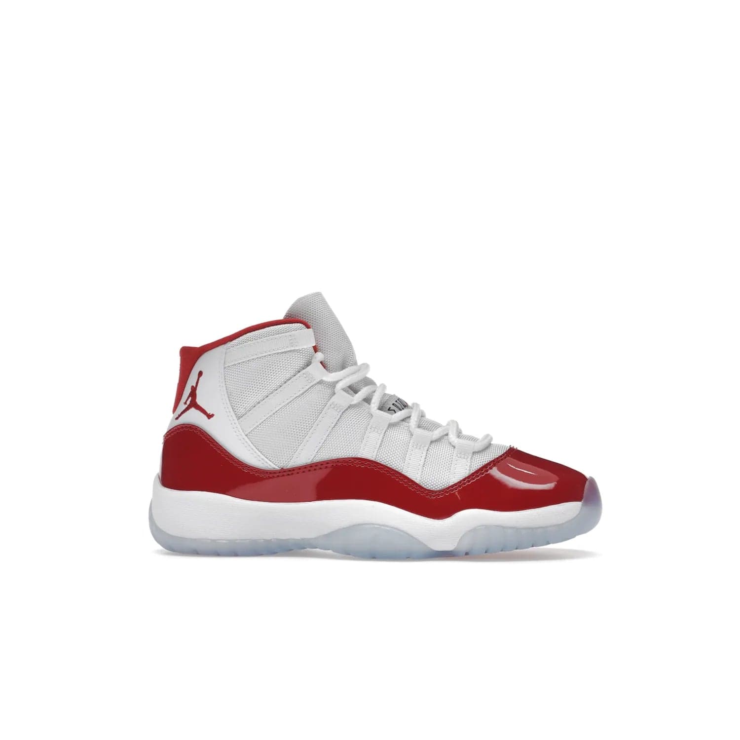 Jordan 11 Retro Cherry (2022) (GS) - Image 2 - Only at www.BallersClubKickz.com - Shop the Air Jordan 11 Retro Cherry 2022 GS, designed for style & comfort. Snug fit with webbing eyelets, rope laces, encased Air-sole unit & a Translucent rubber outsole. Available 12/10/2022.
