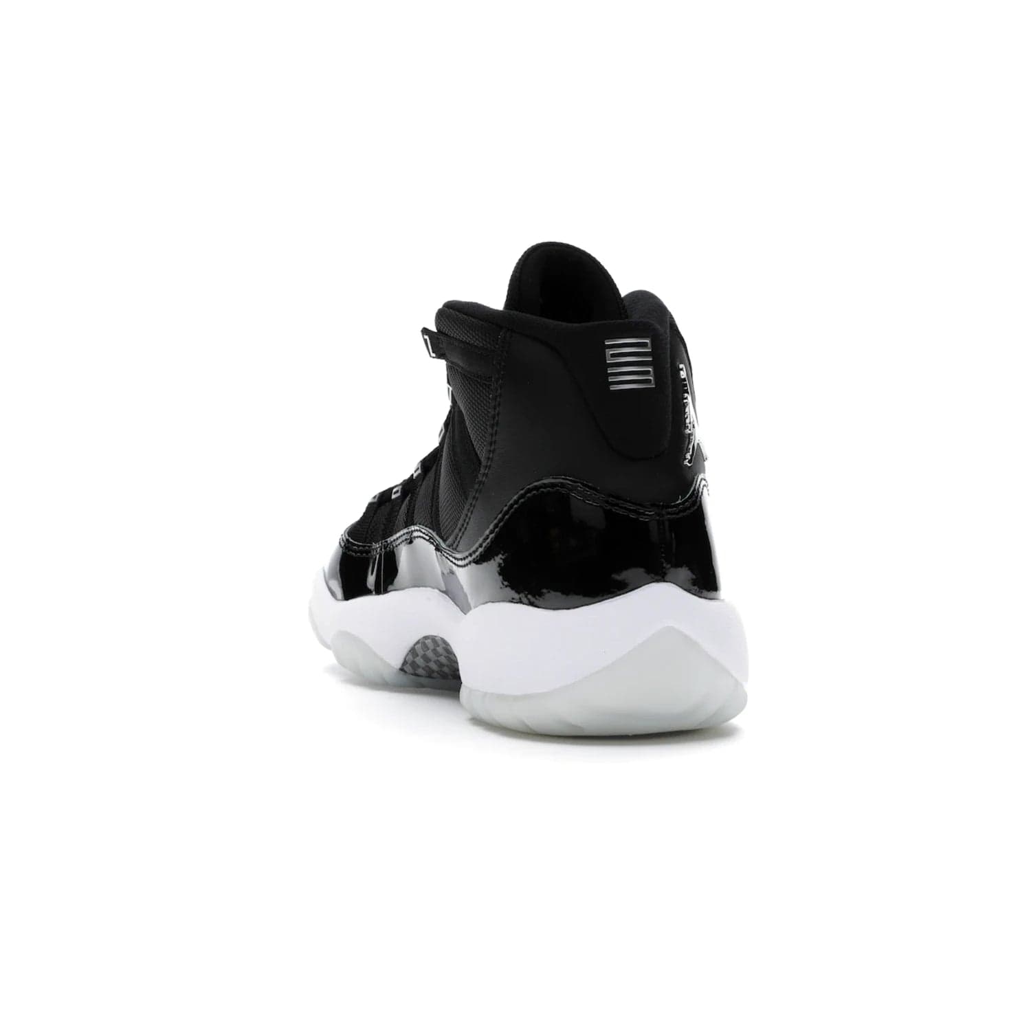 Jordan 11 Retro Jubilee (GS) - Image 26 - Only at www.BallersClubKickz.com - Introducing the Air Jordan 11 Retro Jubilee Kids. Boasting a black upper and silver Jumpman logo, retro 23 applique, and patent leather detailing. Available for a limited time.