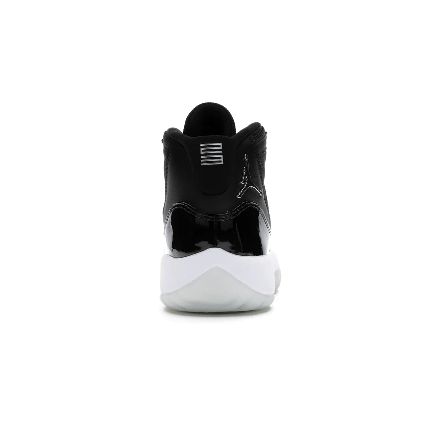 Jordan 11 Retro Jubilee (GS) - Image 28 - Only at www.BallersClubKickz.com - Introducing the Air Jordan 11 Retro Jubilee Kids. Boasting a black upper and silver Jumpman logo, retro 23 applique, and patent leather detailing. Available for a limited time.