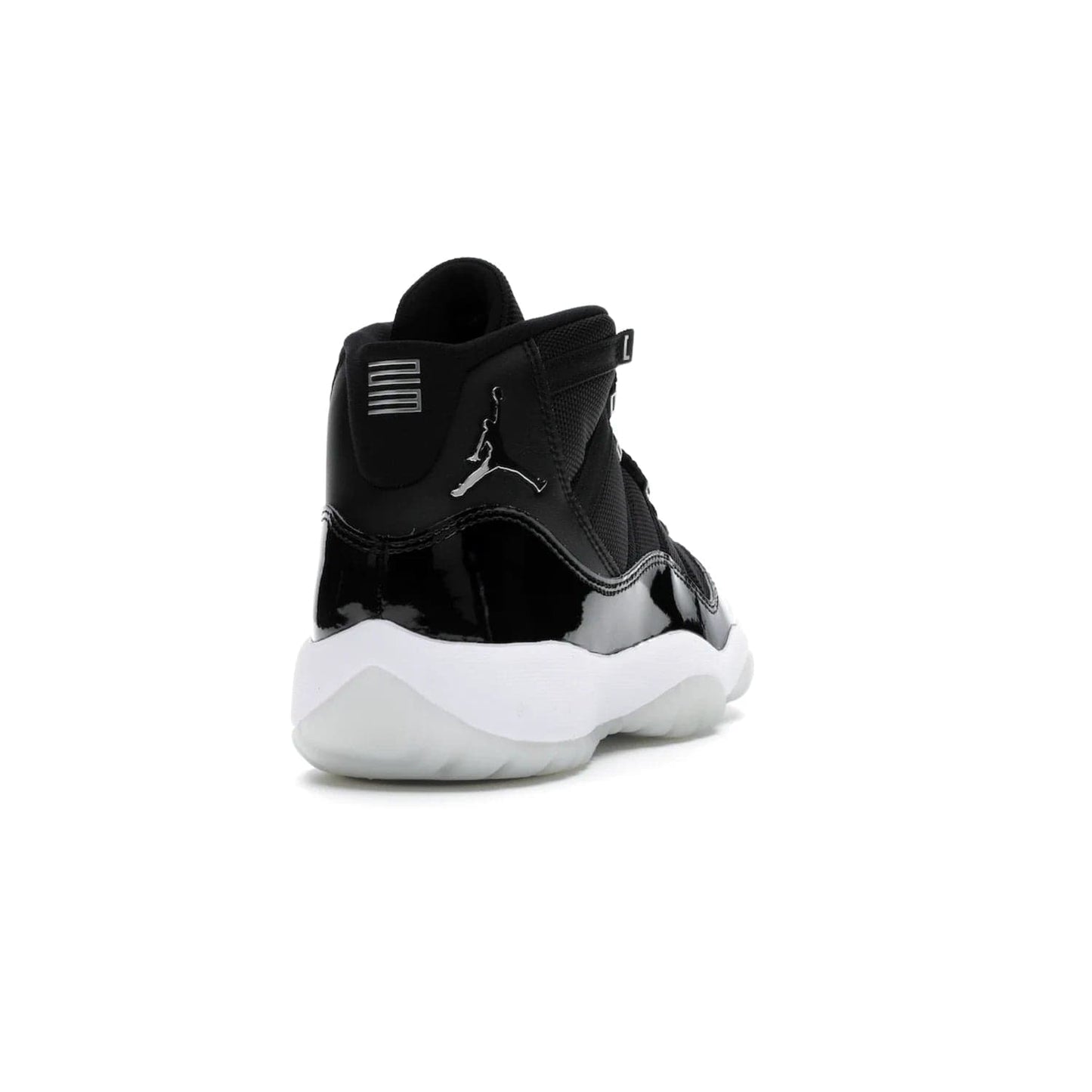 Jordan 11 Retro Jubilee (GS) - Image 30 - Only at www.BallersClubKickz.com - Introducing the Air Jordan 11 Retro Jubilee Kids. Boasting a black upper and silver Jumpman logo, retro 23 applique, and patent leather detailing. Available for a limited time.