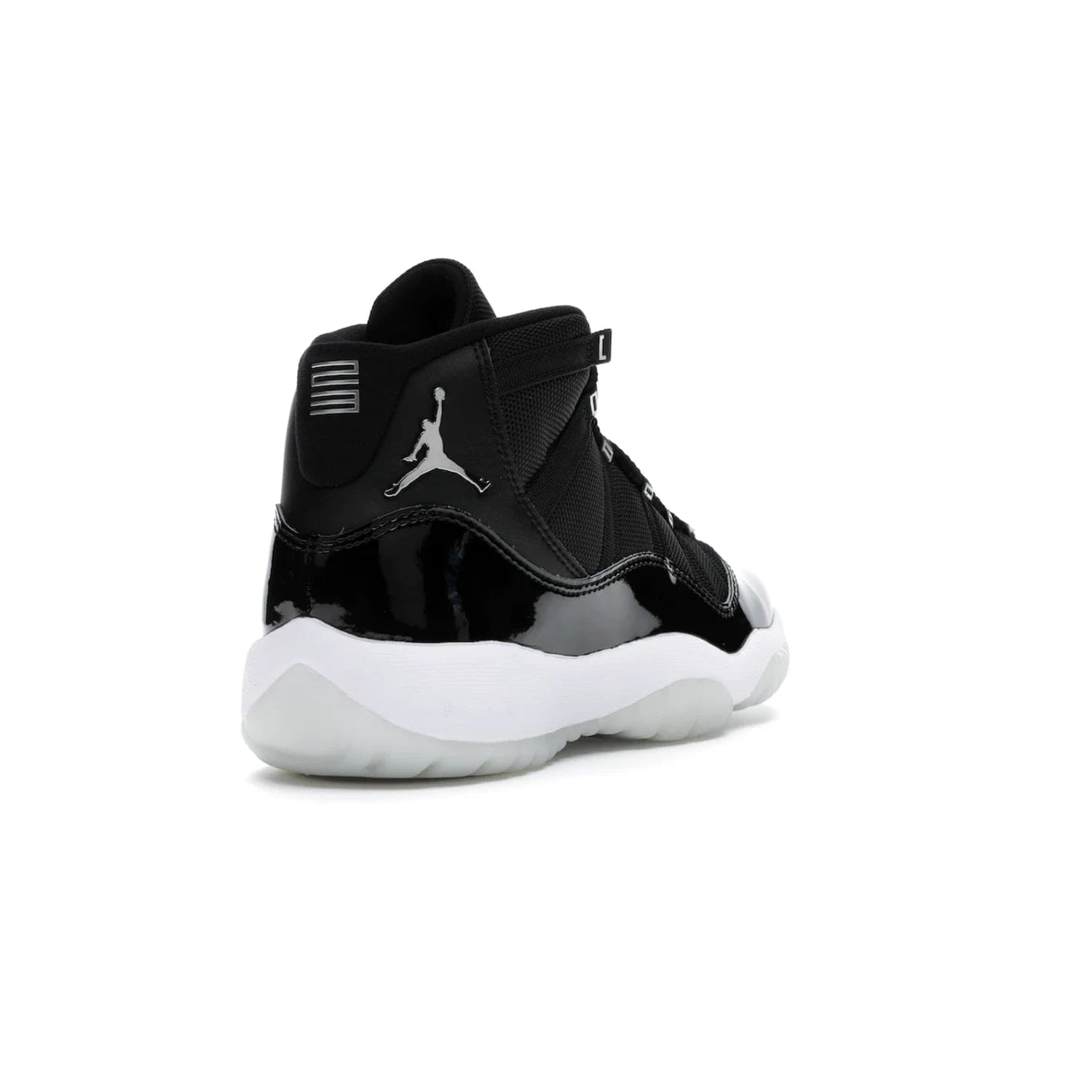 Jordan 11 Retro Jubilee (GS) - Image 31 - Only at www.BallersClubKickz.com - Introducing the Air Jordan 11 Retro Jubilee Kids. Boasting a black upper and silver Jumpman logo, retro 23 applique, and patent leather detailing. Available for a limited time.