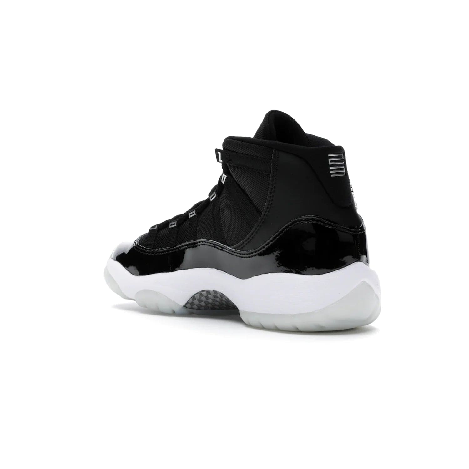 Jordan 11 Retro Jubilee (GS) - Image 24 - Only at www.BallersClubKickz.com - Introducing the Air Jordan 11 Retro Jubilee Kids. Boasting a black upper and silver Jumpman logo, retro 23 applique, and patent leather detailing. Available for a limited time.