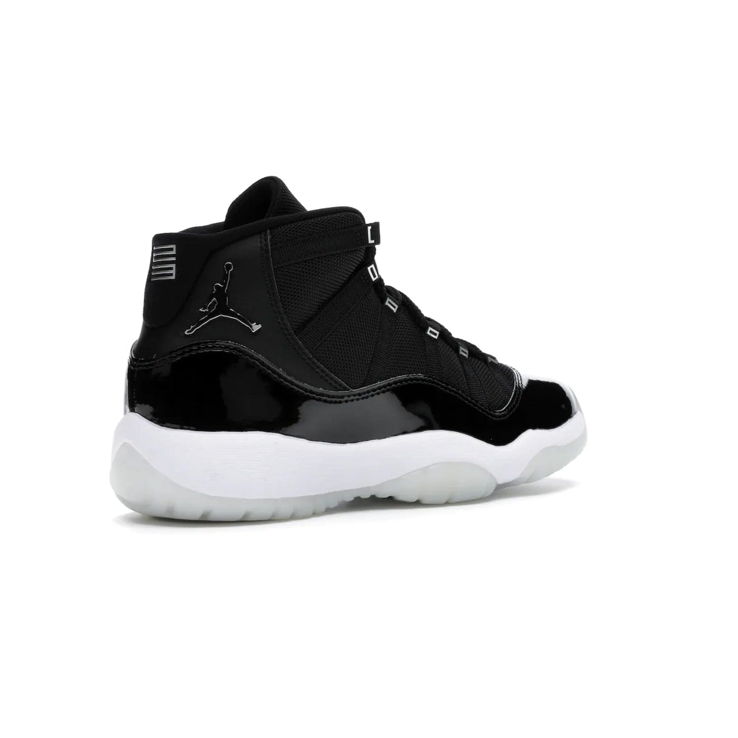 Jordan 11 Retro Jubilee (GS) - Image 33 - Only at www.BallersClubKickz.com - Introducing the Air Jordan 11 Retro Jubilee Kids. Boasting a black upper and silver Jumpman logo, retro 23 applique, and patent leather detailing. Available for a limited time.