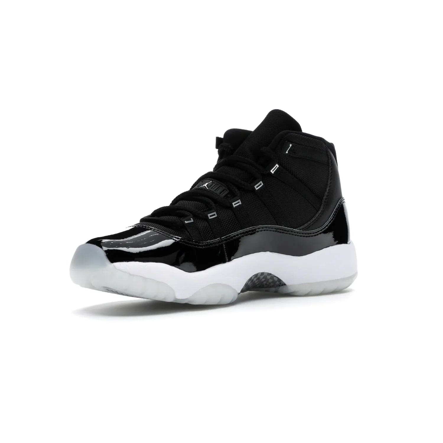 Jordan 11 Retro Jubilee (GS) - Image 15 - Only at www.BallersClubKickz.com - Introducing the Air Jordan 11 Retro Jubilee Kids. Boasting a black upper and silver Jumpman logo, retro 23 applique, and patent leather detailing. Available for a limited time.