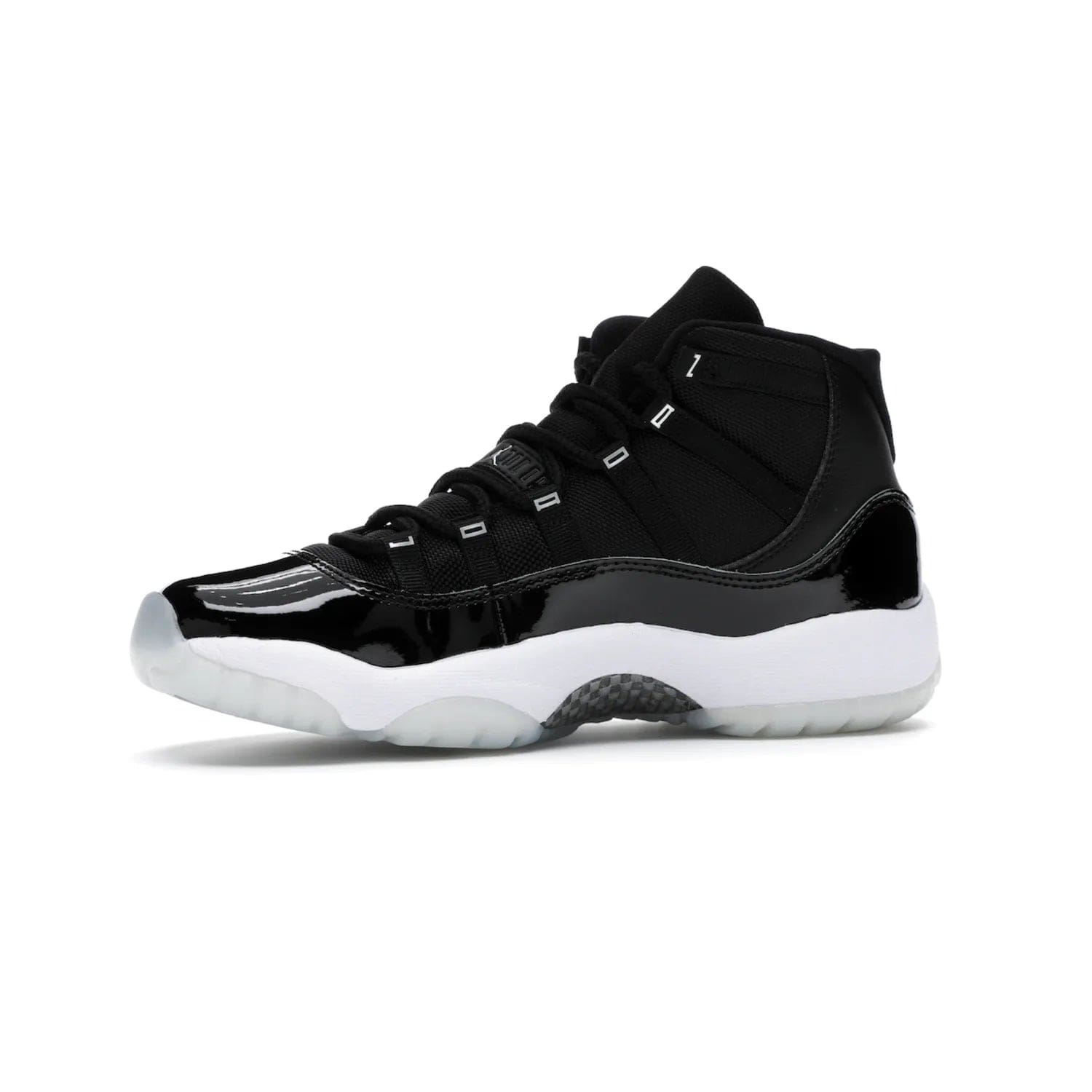 Jordan 11 Retro Jubilee (GS) - Image 17 - Only at www.BallersClubKickz.com - Introducing the Air Jordan 11 Retro Jubilee Kids. Boasting a black upper and silver Jumpman logo, retro 23 applique, and patent leather detailing. Available for a limited time.