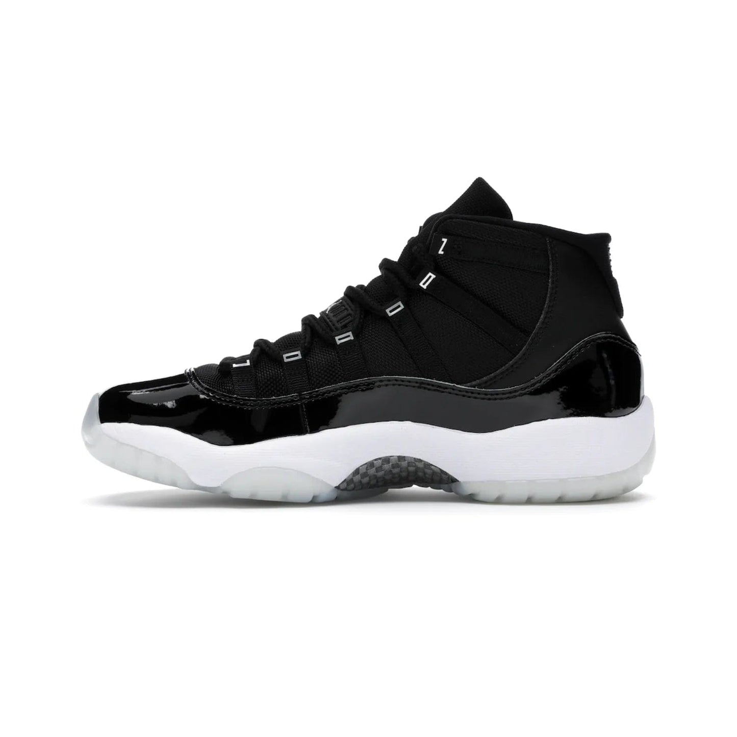Jordan 11 Retro Jubilee (GS) - Image 19 - Only at www.BallersClubKickz.com - Introducing the Air Jordan 11 Retro Jubilee Kids. Boasting a black upper and silver Jumpman logo, retro 23 applique, and patent leather detailing. Available for a limited time.
