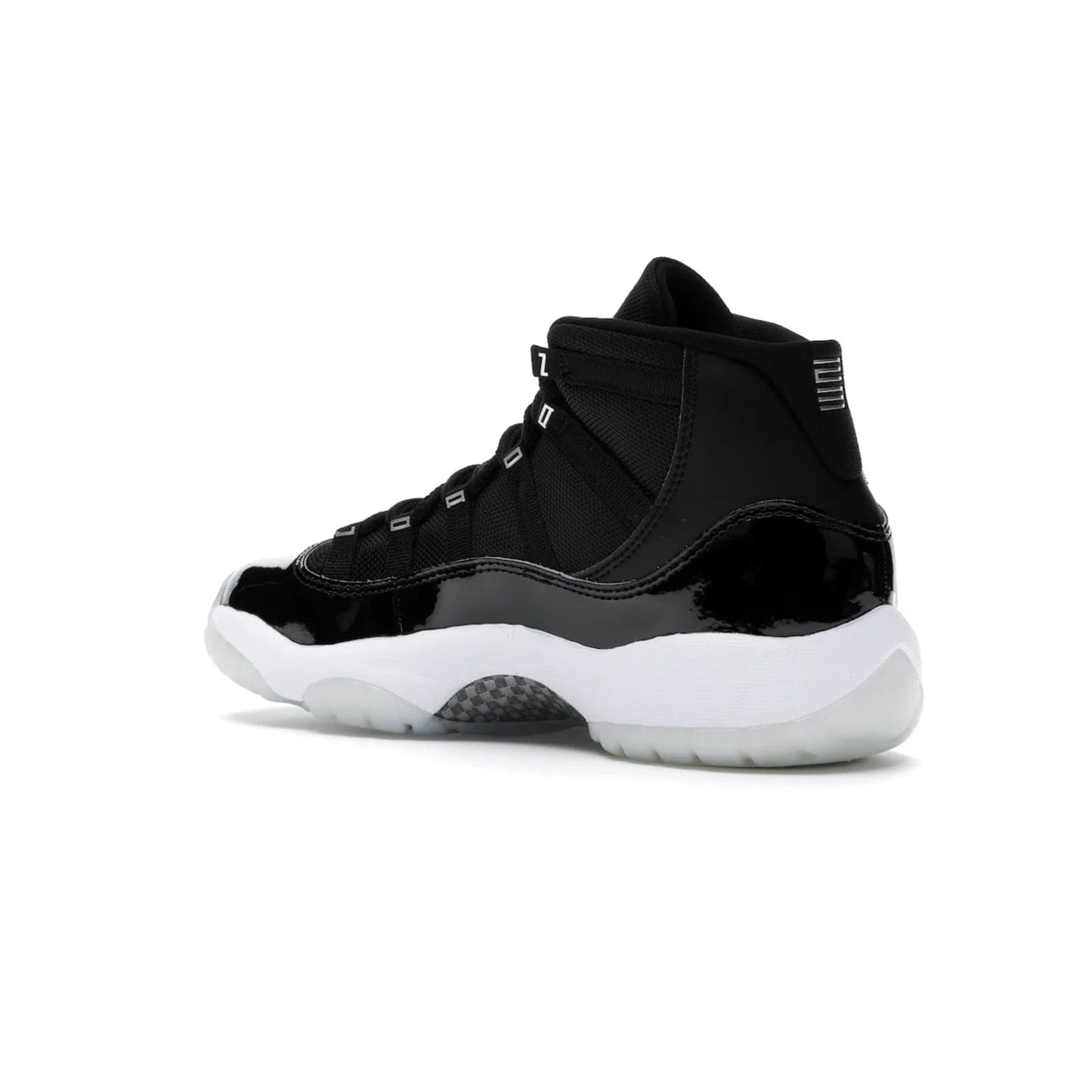 Jordan 11 Retro Jubilee (GS) - Image 23 - Only at www.BallersClubKickz.com - Introducing the Air Jordan 11 Retro Jubilee Kids. Boasting a black upper and silver Jumpman logo, retro 23 applique, and patent leather detailing. Available for a limited time.