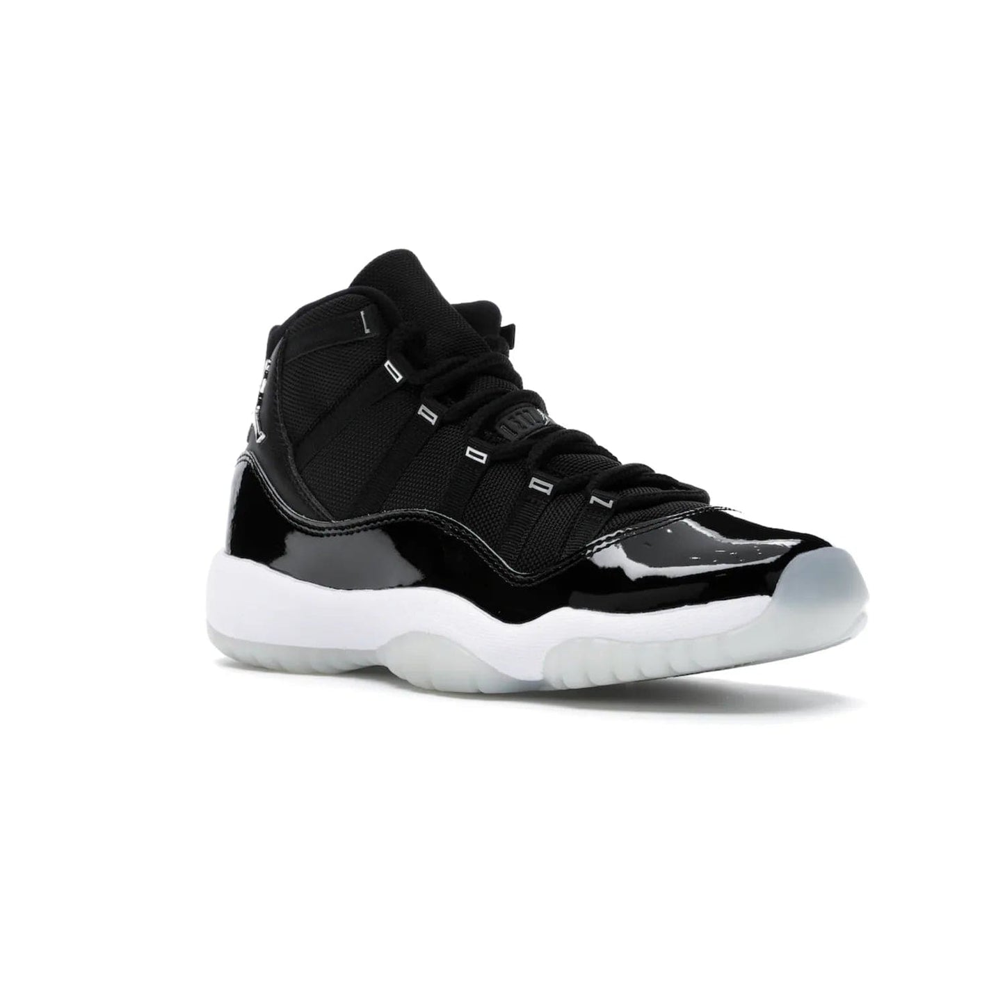 Jordan 11 Retro Jubilee (GS) - Image 5 - Only at www.BallersClubKickz.com - Introducing the Air Jordan 11 Retro Jubilee Kids. Boasting a black upper and silver Jumpman logo, retro 23 applique, and patent leather detailing. Available for a limited time.