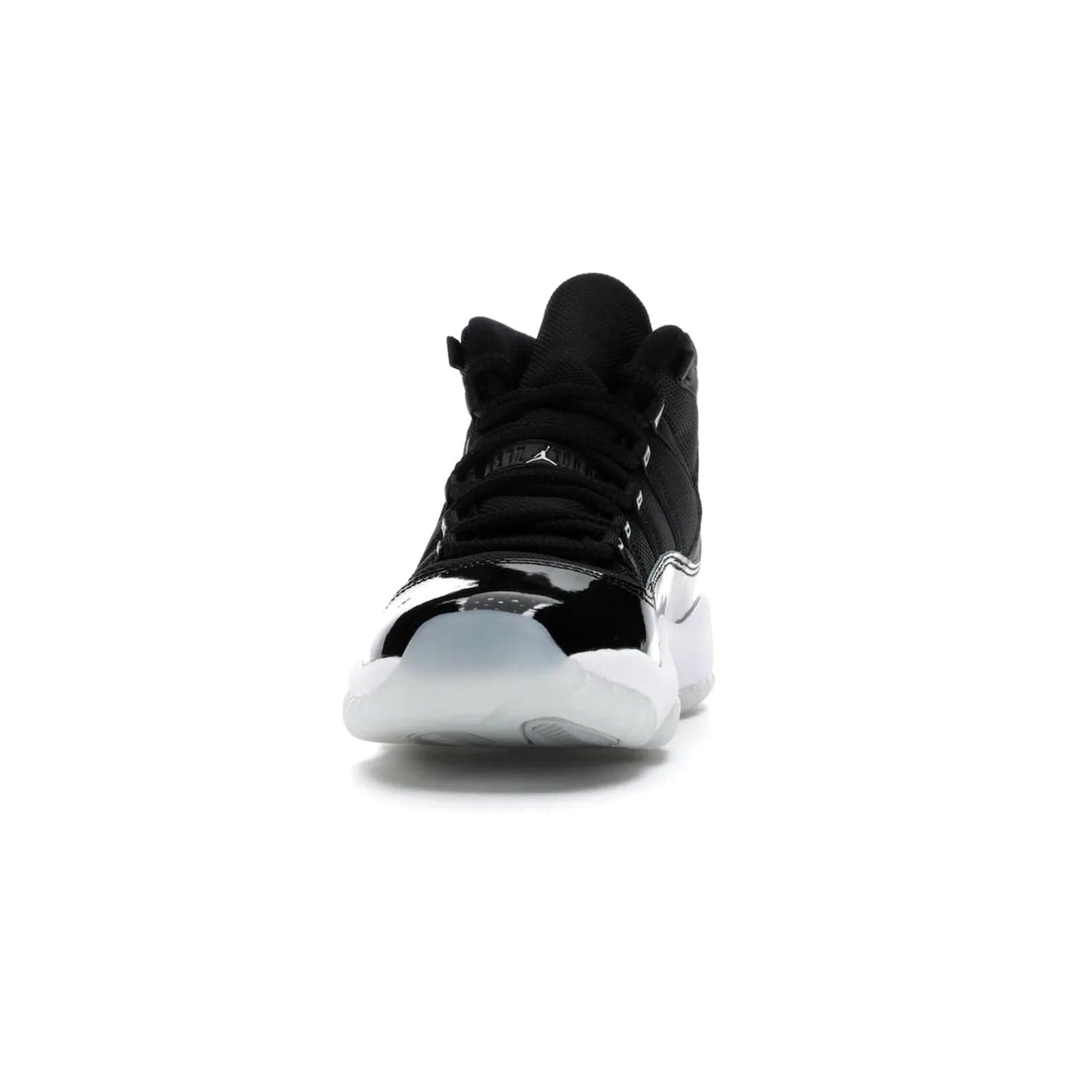 Jordan 11 Retro Jubilee (GS) - Image 11 - Only at www.BallersClubKickz.com - Introducing the Air Jordan 11 Retro Jubilee Kids. Boasting a black upper and silver Jumpman logo, retro 23 applique, and patent leather detailing. Available for a limited time.