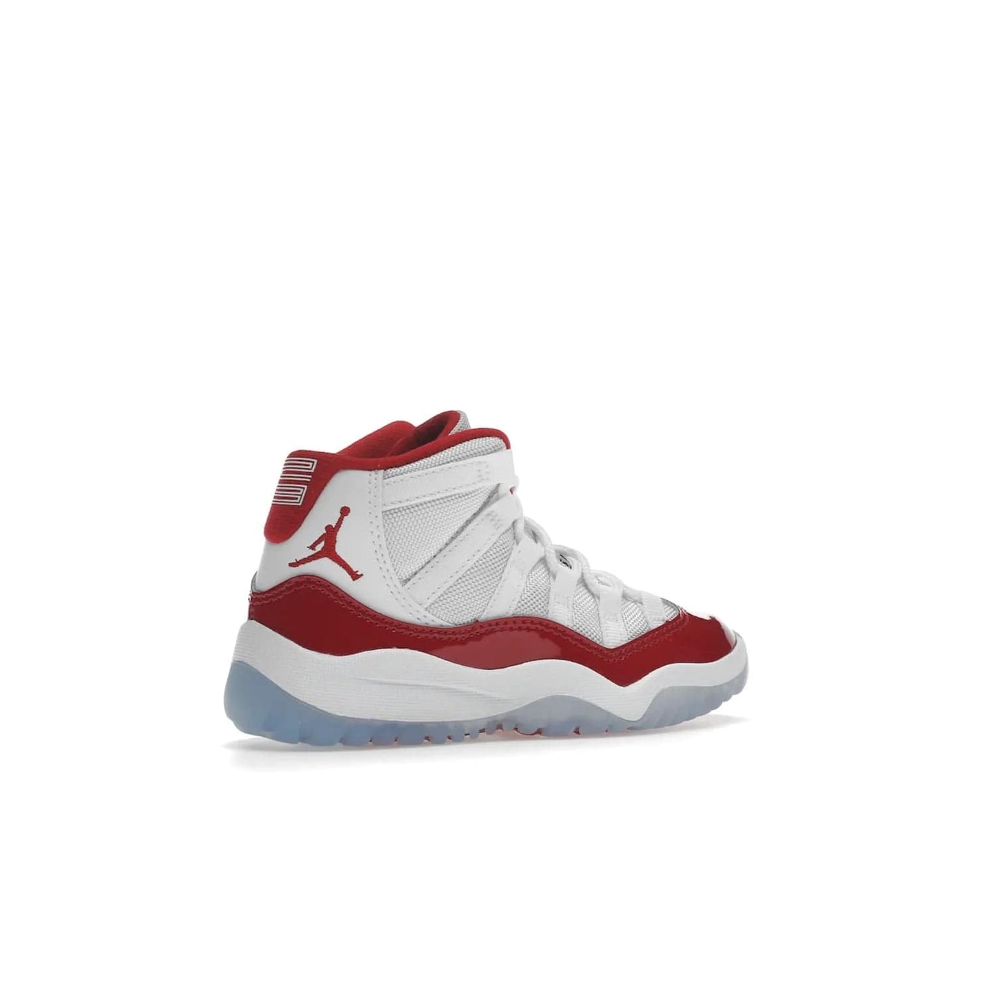 Jordan 11 Retro Cherry (2022) (PS) - Image 34 - Only at www.BallersClubKickz.com - An iconic silhouette with a timeless look, the Air Jordan 11 Retro Cherry 2022 PS features a crisp White, Varsity Red and Black colorway. The upper is made of ballistic mesh, a red patent leather mudguard, '23' branding and white Phylon midsole. Get optimal cushioning and comfort on December 10th, 2022. Don't miss out.