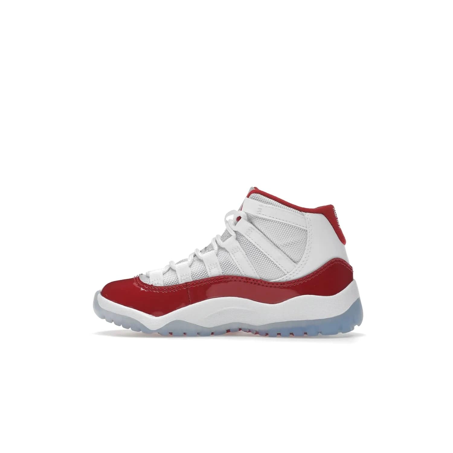 Jordan 11 Retro Cherry (2022) (PS) - Image 20 - Only at www.BallersClubKickz.com - An iconic silhouette with a timeless look, the Air Jordan 11 Retro Cherry 2022 PS features a crisp White, Varsity Red and Black colorway. The upper is made of ballistic mesh, a red patent leather mudguard, '23' branding and white Phylon midsole. Get optimal cushioning and comfort on December 10th, 2022. Don't miss out.