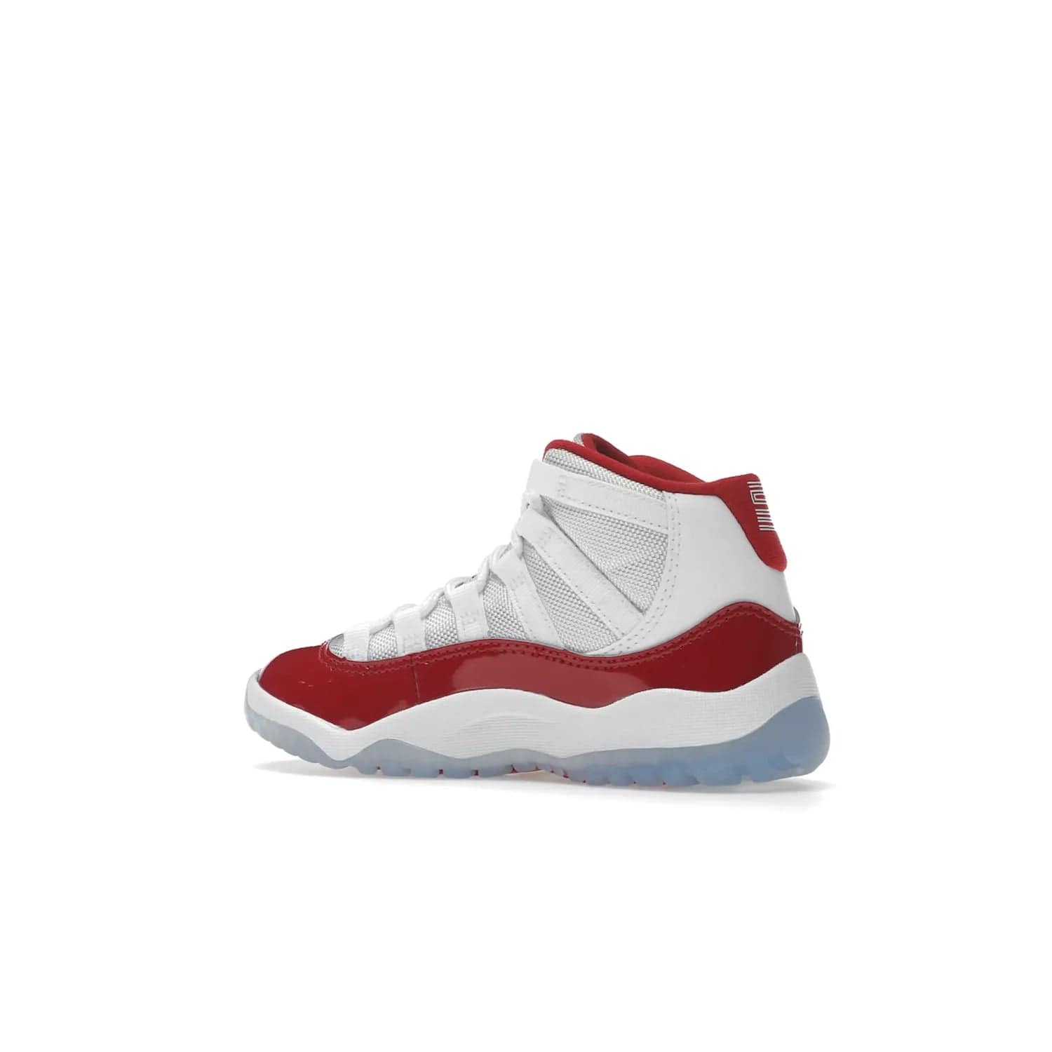 Jordan 11 Retro Cherry (2022) (PS) - Image 22 - Only at www.BallersClubKickz.com - An iconic silhouette with a timeless look, the Air Jordan 11 Retro Cherry 2022 PS features a crisp White, Varsity Red and Black colorway. The upper is made of ballistic mesh, a red patent leather mudguard, '23' branding and white Phylon midsole. Get optimal cushioning and comfort on December 10th, 2022. Don't miss out.