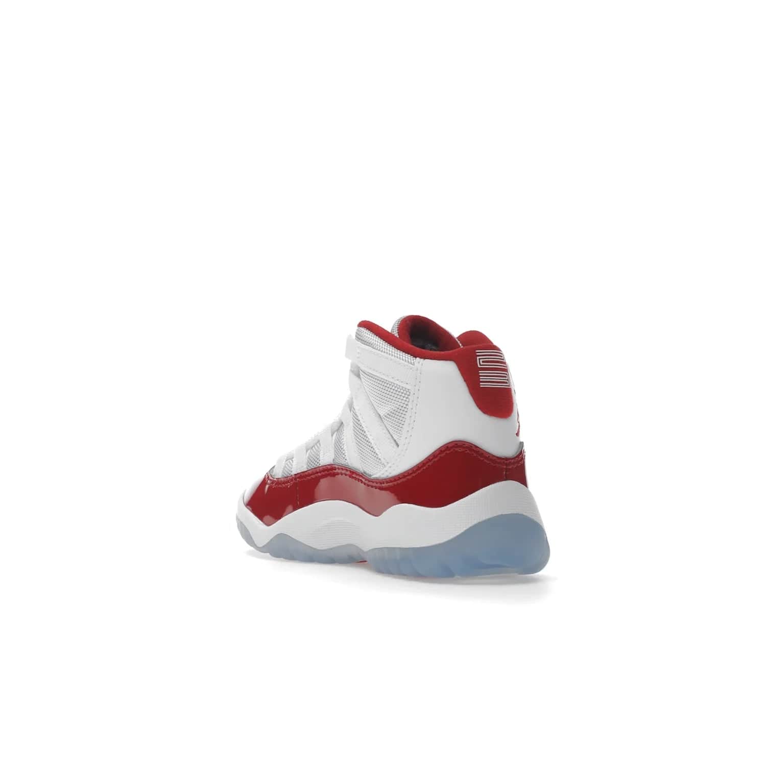 Jordan 11 Retro Cherry (2022) (PS) - Image 25 - Only at www.BallersClubKickz.com - An iconic silhouette with a timeless look, the Air Jordan 11 Retro Cherry 2022 PS features a crisp White, Varsity Red and Black colorway. The upper is made of ballistic mesh, a red patent leather mudguard, '23' branding and white Phylon midsole. Get optimal cushioning and comfort on December 10th, 2022. Don't miss out.