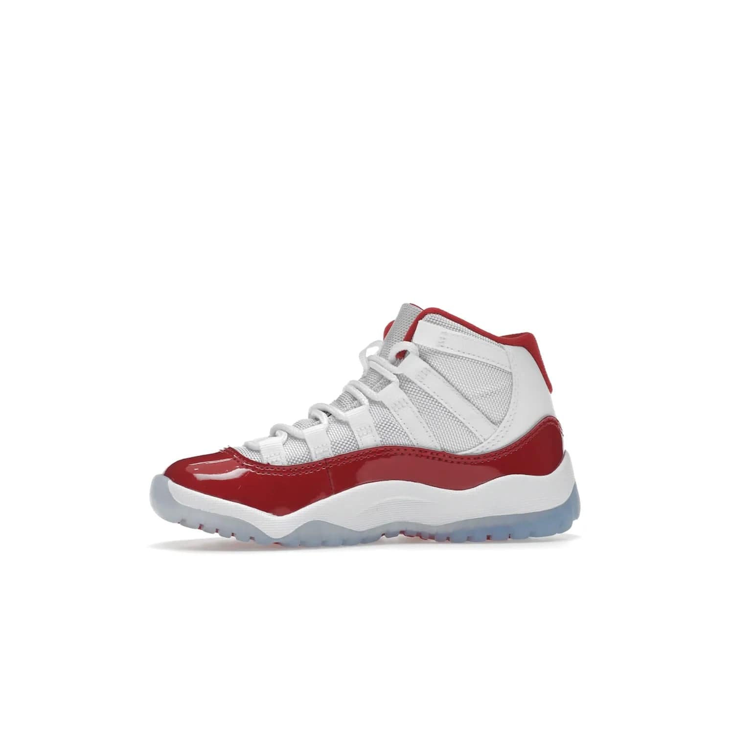 Jordan 11 Retro Cherry (2022) (PS) - Image 18 - Only at www.BallersClubKickz.com - An iconic silhouette with a timeless look, the Air Jordan 11 Retro Cherry 2022 PS features a crisp White, Varsity Red and Black colorway. The upper is made of ballistic mesh, a red patent leather mudguard, '23' branding and white Phylon midsole. Get optimal cushioning and comfort on December 10th, 2022. Don't miss out.