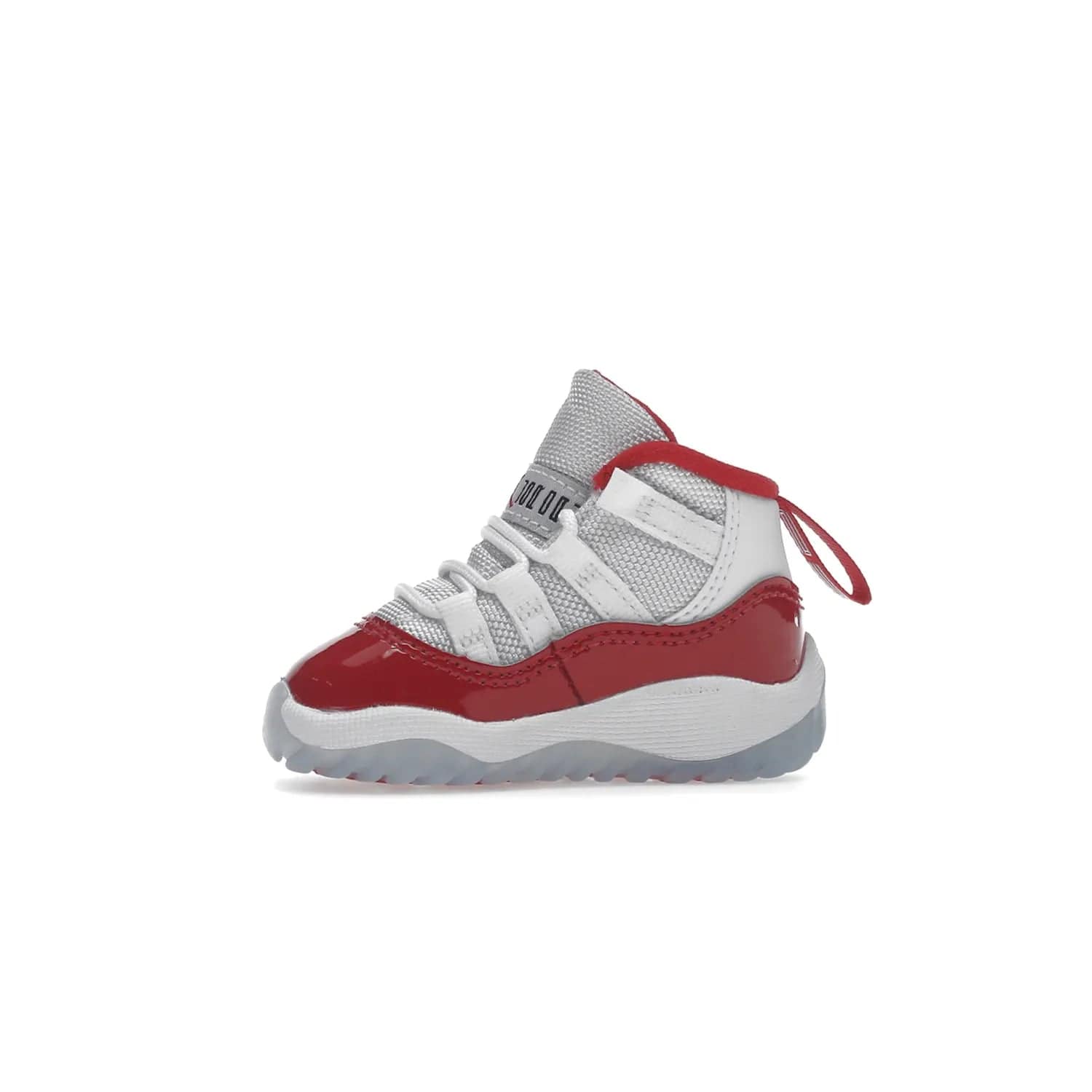 Jordan 11 Retro Cherry (2022) (TD) - Image 18 - Only at www.BallersClubKickz.com - Timeless classic. Air Jordan 11 Retro Cherry 2022 TD combines mesh, leather & suede for a unique look. White upper with varsity red suede. Jumpman logo on collar & tongue. Available Dec 10th, priced at $80.