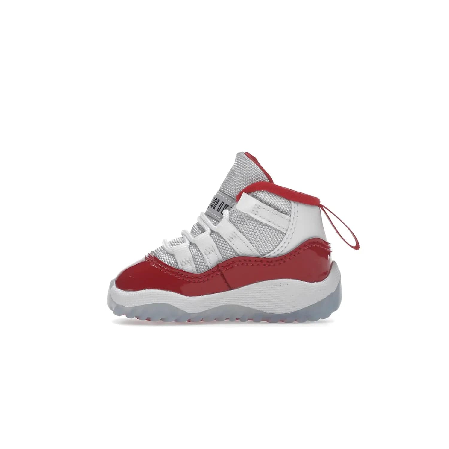 Jordan 11 Retro Cherry (2022) (TD) - Image 19 - Only at www.BallersClubKickz.com - Timeless classic. Air Jordan 11 Retro Cherry 2022 TD combines mesh, leather & suede for a unique look. White upper with varsity red suede. Jumpman logo on collar & tongue. Available Dec 10th, priced at $80.