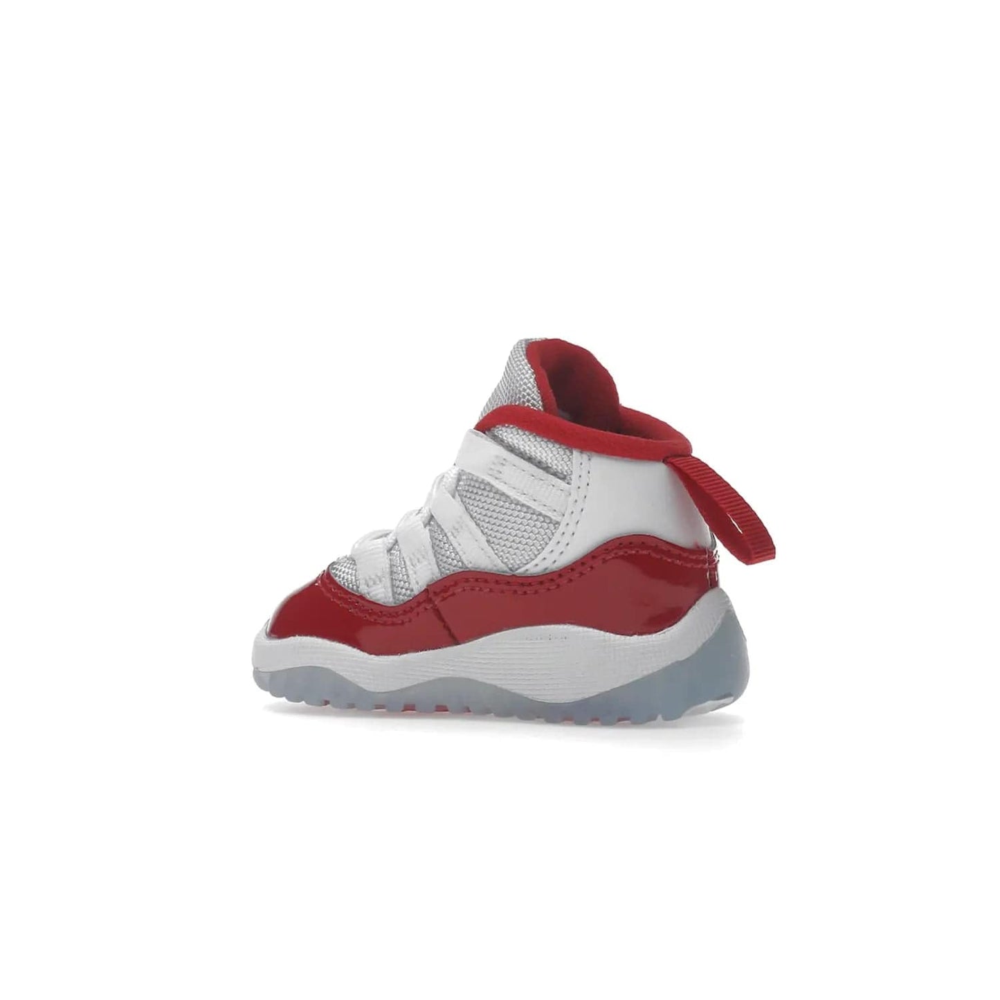 Jordan 11 Retro Cherry (2022) (TD) - Image 22 - Only at www.BallersClubKickz.com - Timeless classic. Air Jordan 11 Retro Cherry 2022 TD combines mesh, leather & suede for a unique look. White upper with varsity red suede. Jumpman logo on collar & tongue. Available Dec 10th, priced at $80.